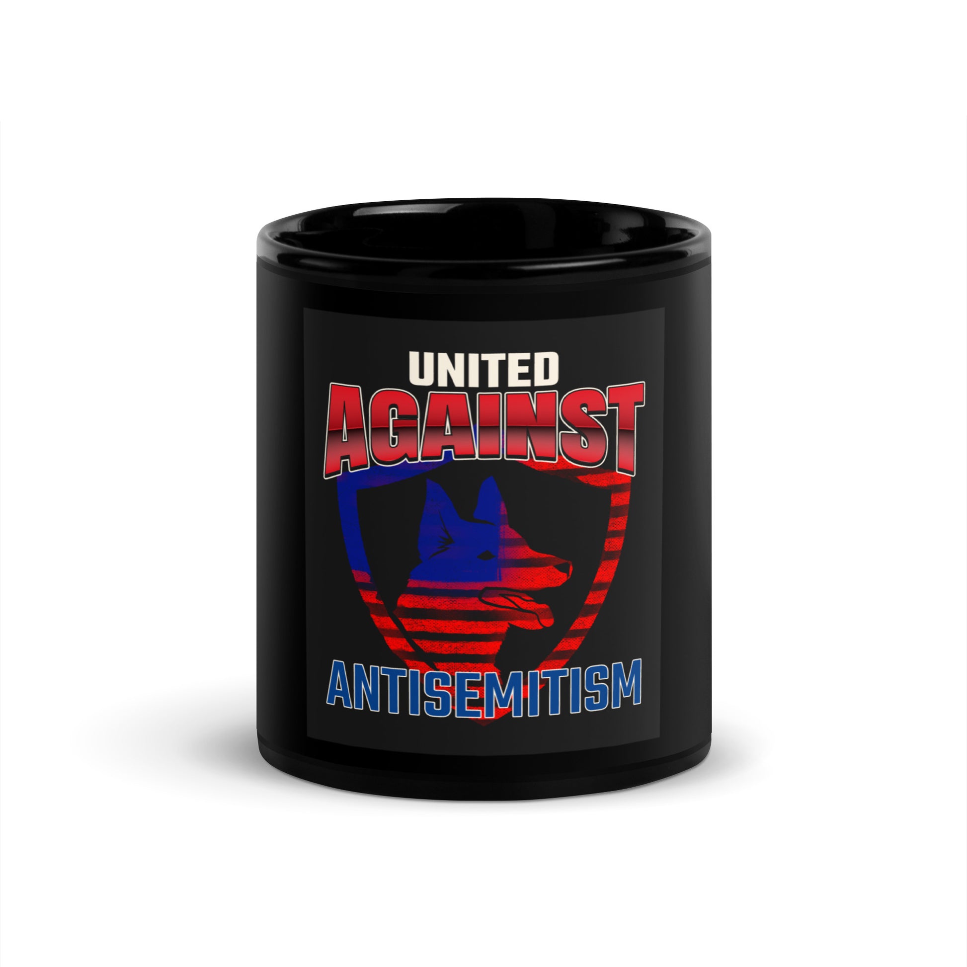 USA Edition | United Against Antisemitism | Black Glossy Mug