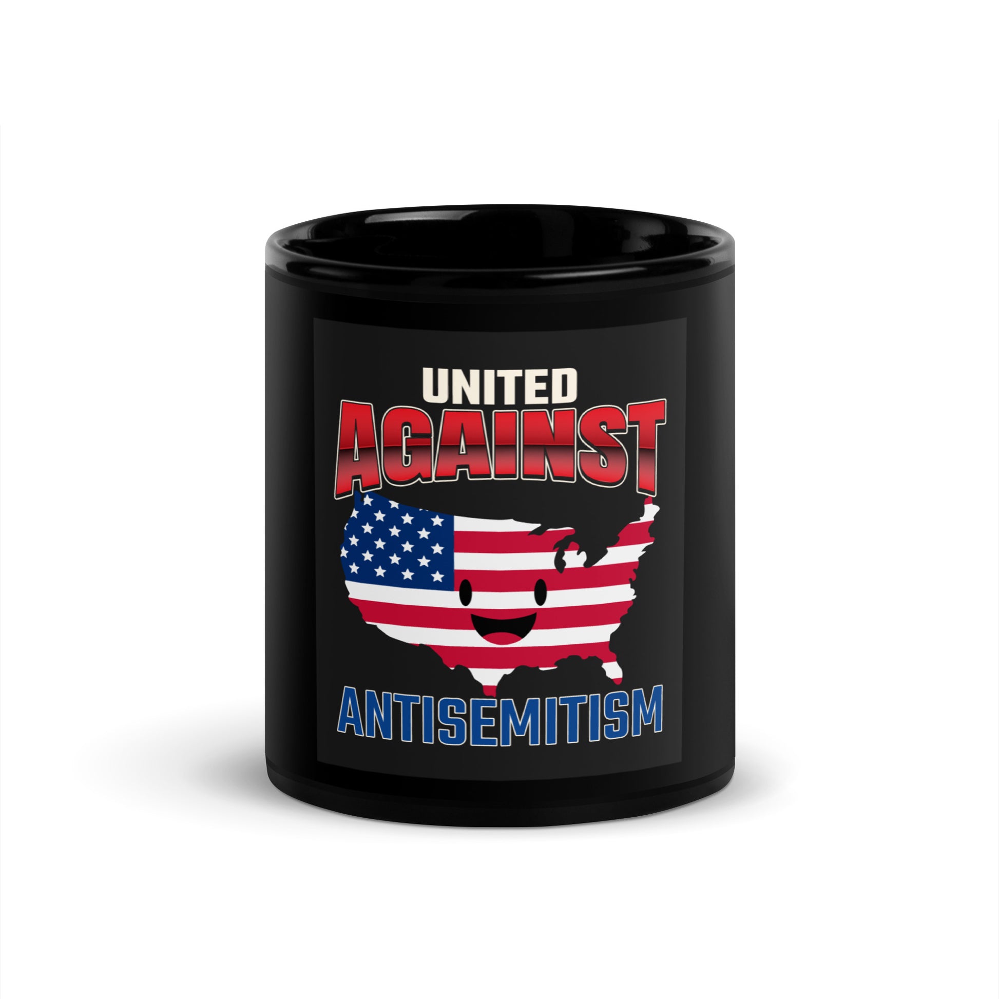 USA Edition | United Against Antisemitism | Black Glossy Mug