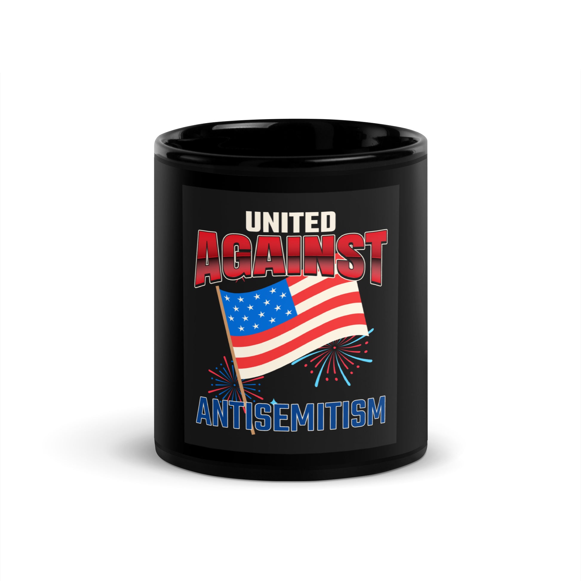 USA Edition | United Against Antisemitism | Black Glossy Mug