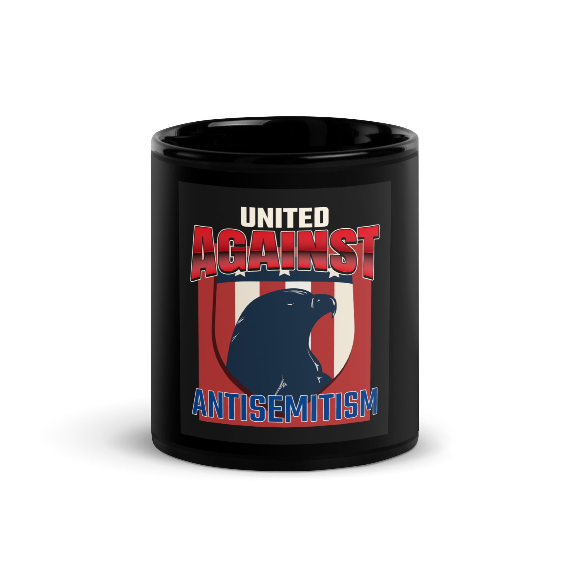 USA Edition | United Against Antisemitism | Black Glossy Mug