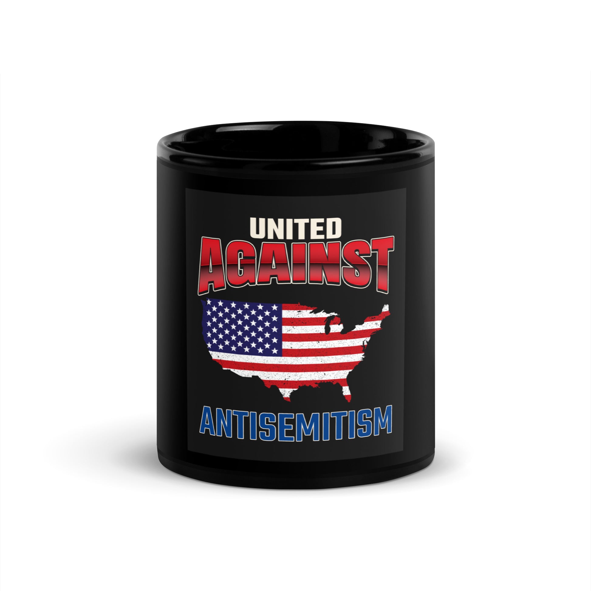 USA Edition | United Against Antisemitism | Black Glossy Mug