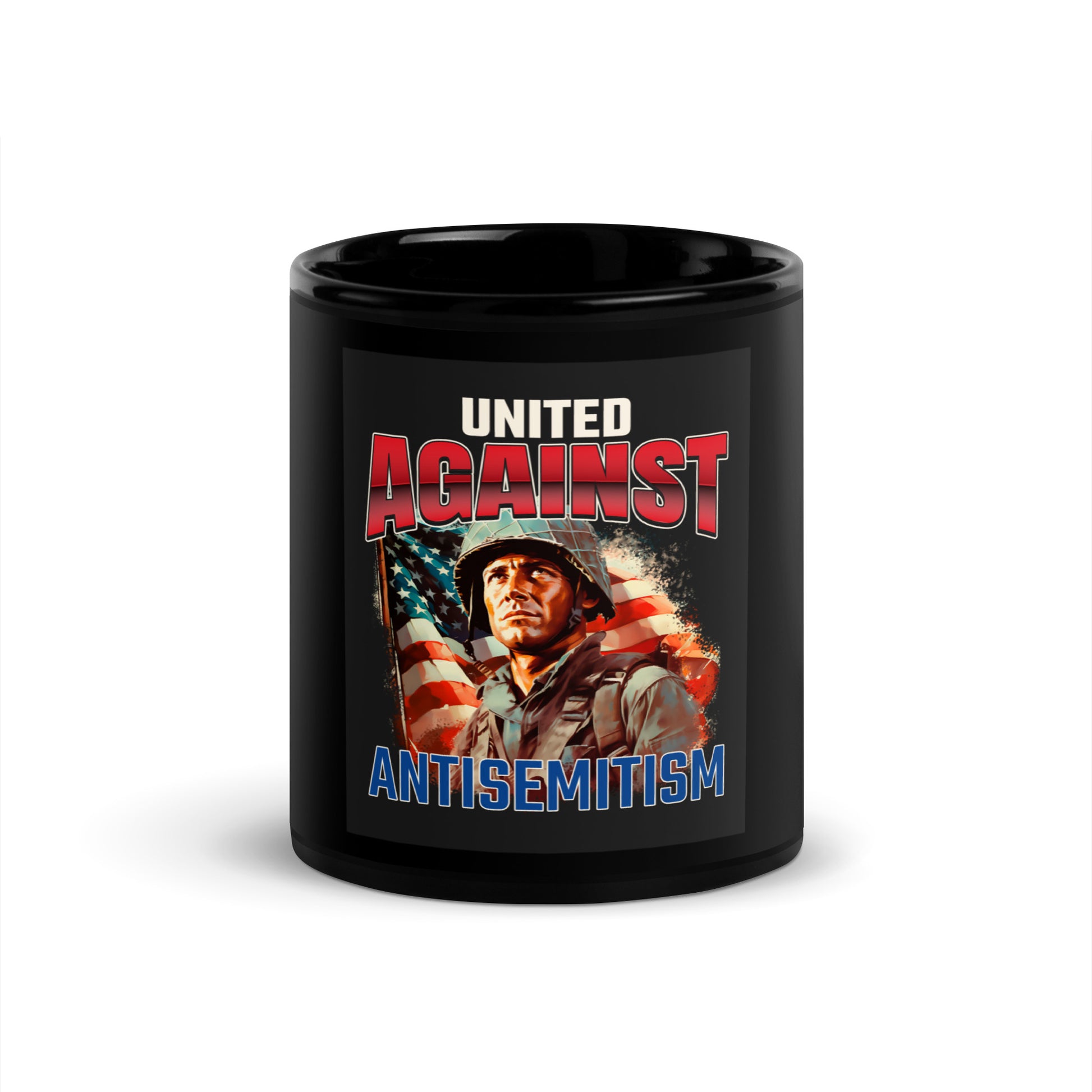 USA Edition | United Against Antisemitism | Black Glossy Mug