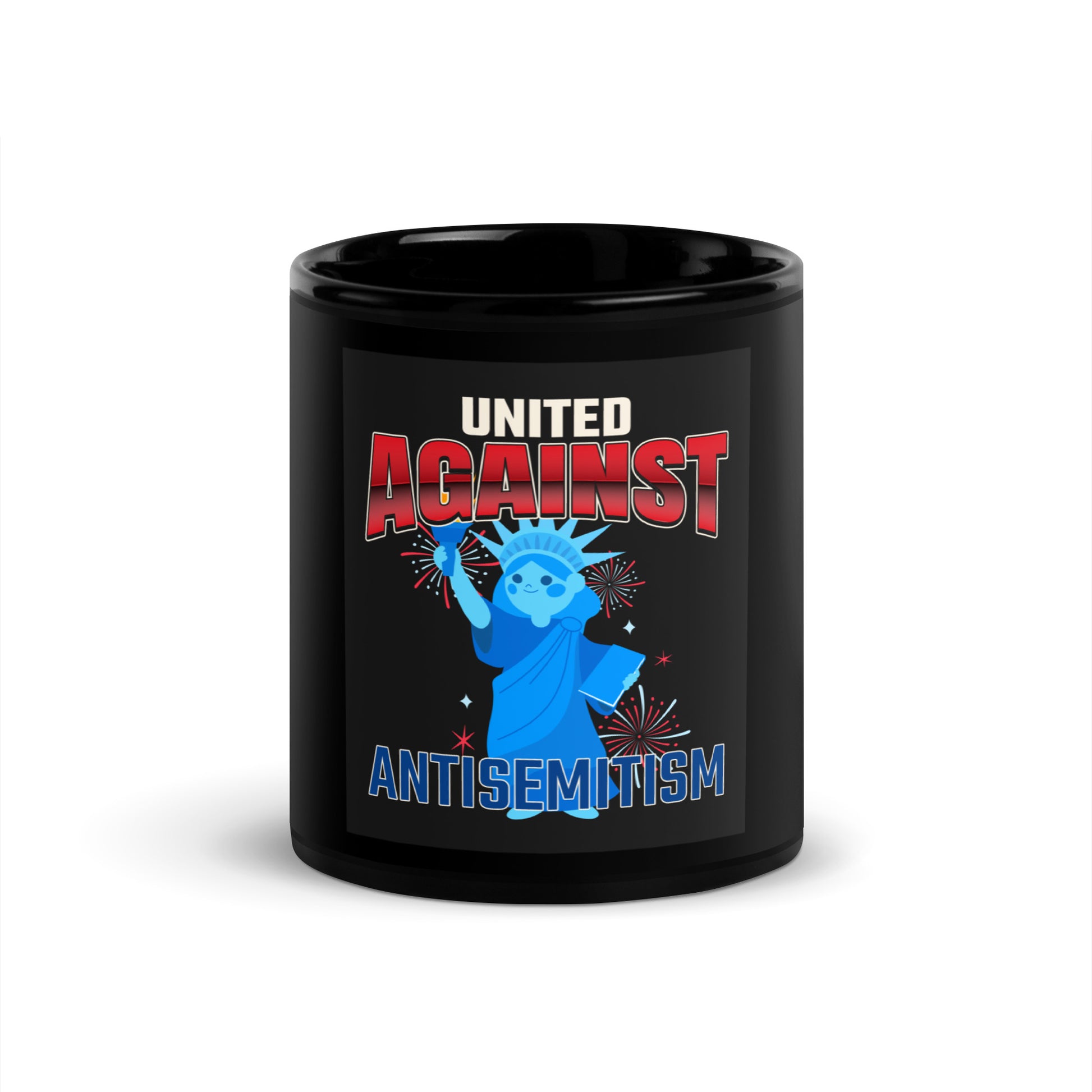 USA Edition | United Against Antisemitism | Black Glossy Mug