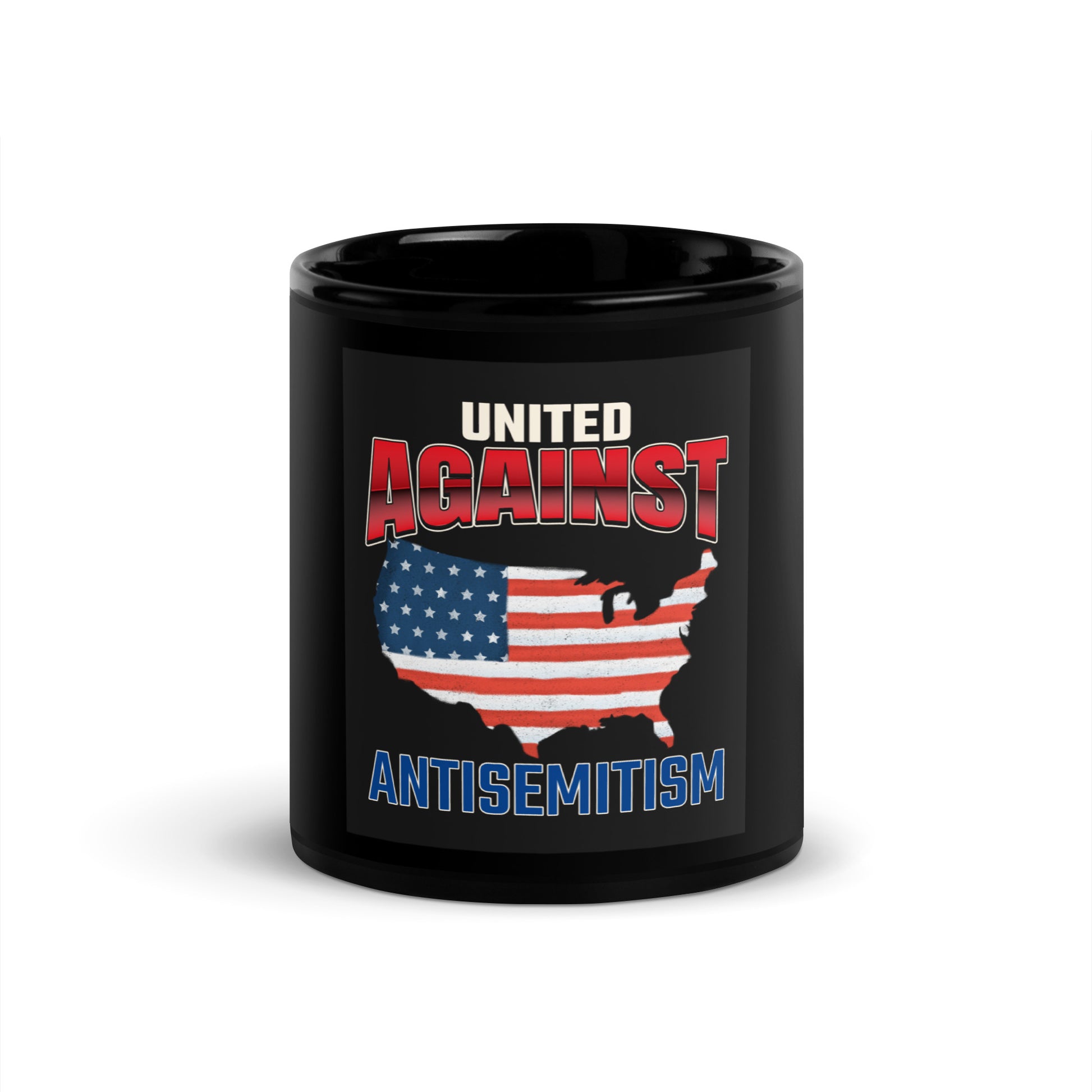 USA Edition | United Against Antisemitism | Black Glossy Mug