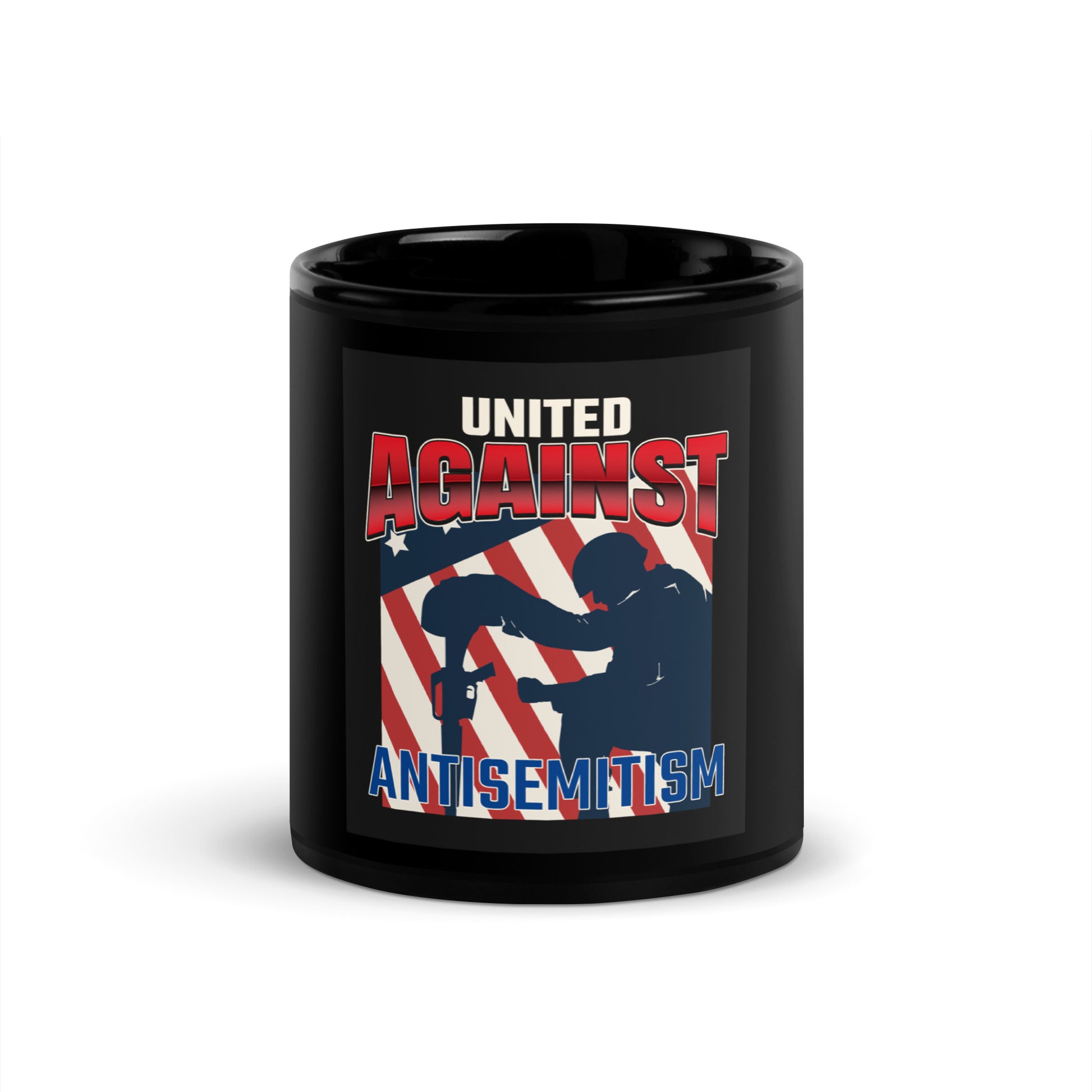 USA Edition | United Against Antisemitism | Black Glossy Mug