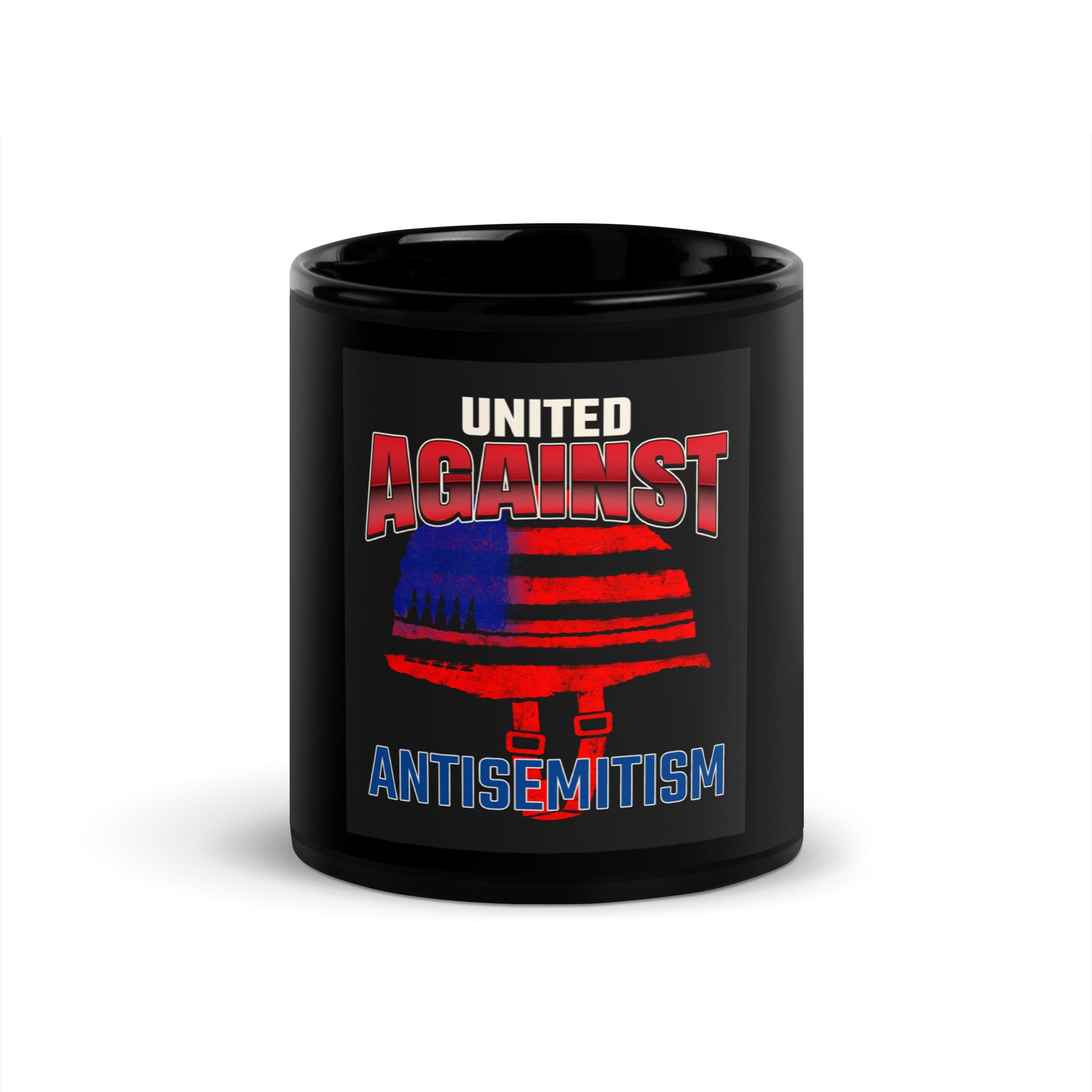 USA Edition | United Against Antisemitism | Black Glossy Mug