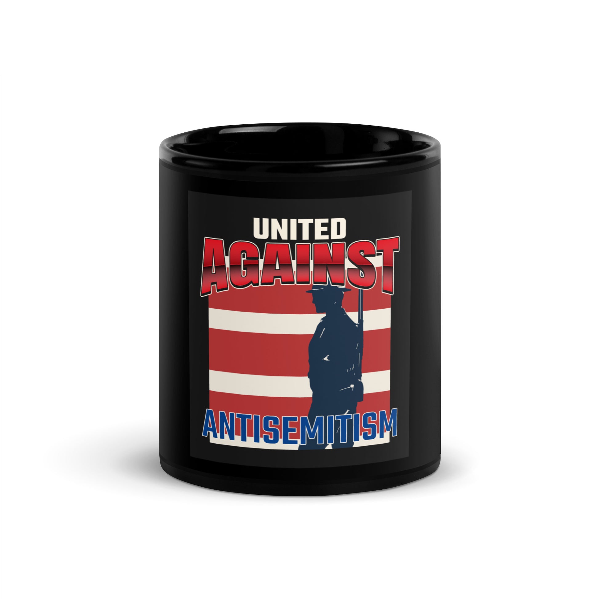 USA Edition | United Against Antisemitism | Black Glossy Mug