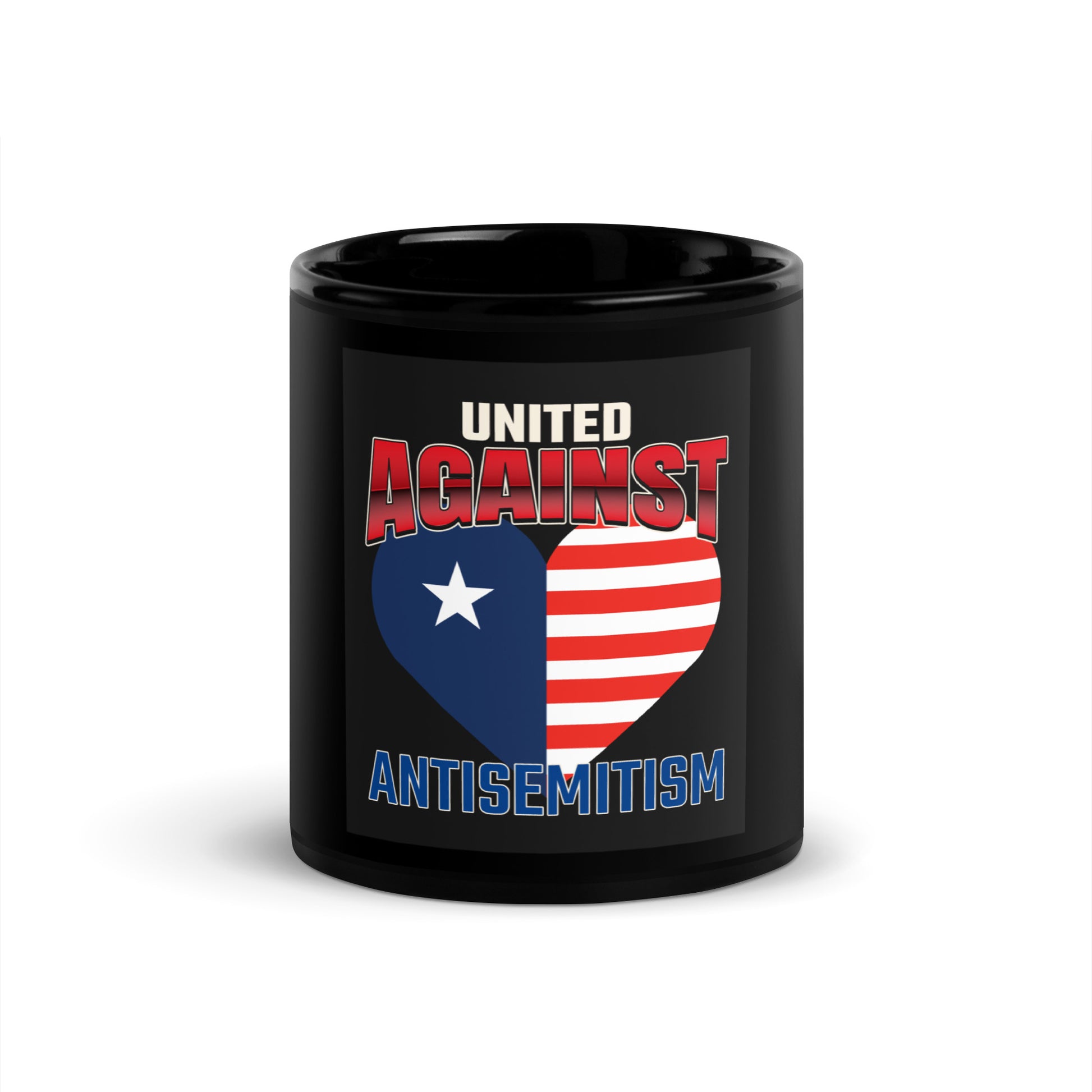 USA Edition | United Against Antisemitism | Black Glossy Mug
