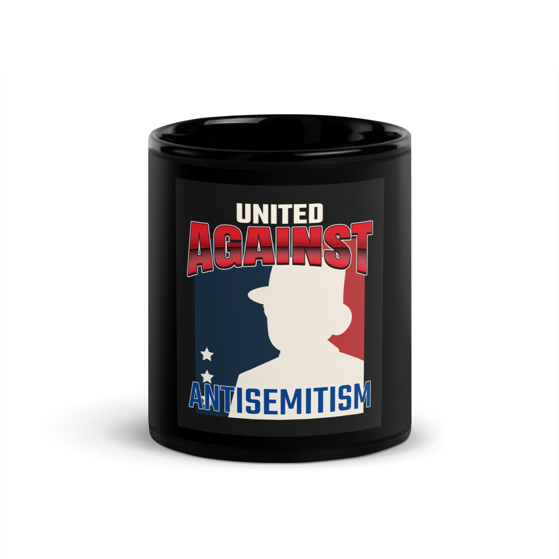 USA Edition | United Against Antisemitism | Black Glossy Mug