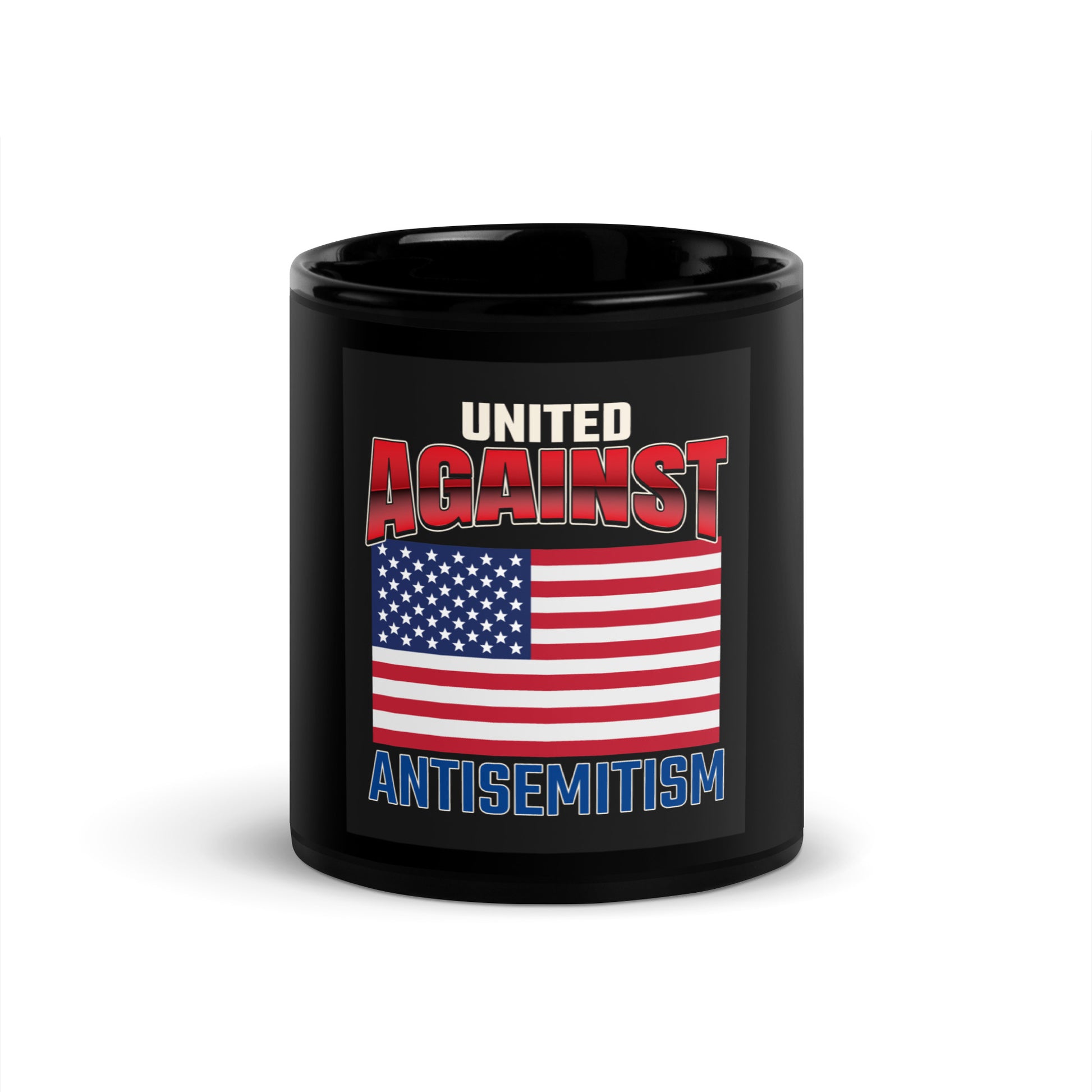 USA Edition | United Against Antisemitism | Black Glossy Mug