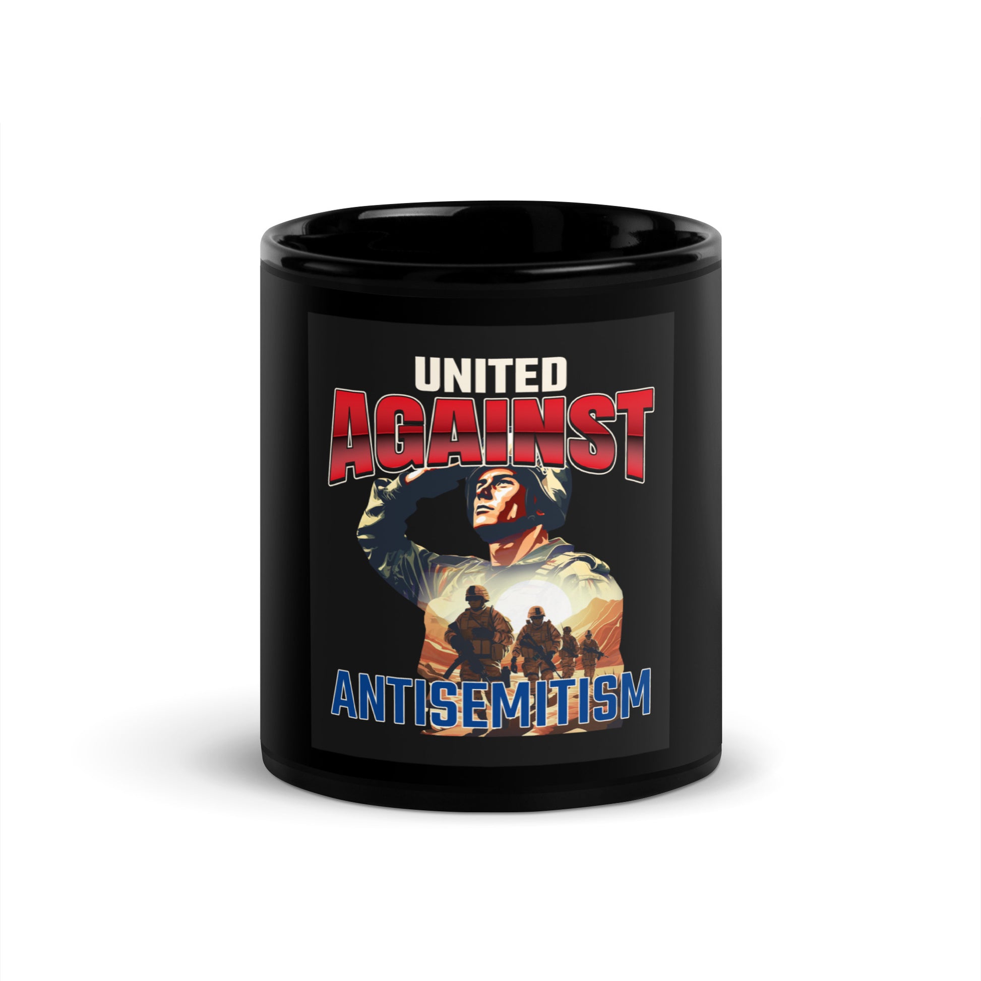 USA Edition | United Against Antisemitism | Black Glossy Mug