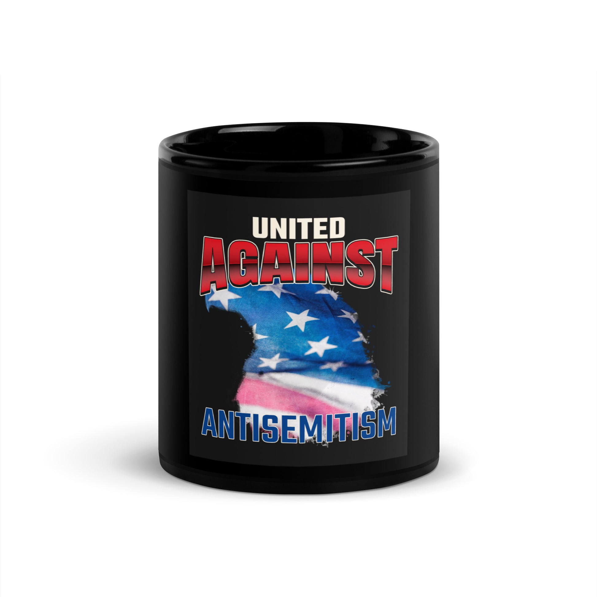 USA Edition | United Against Antisemitism | Black Glossy Mug