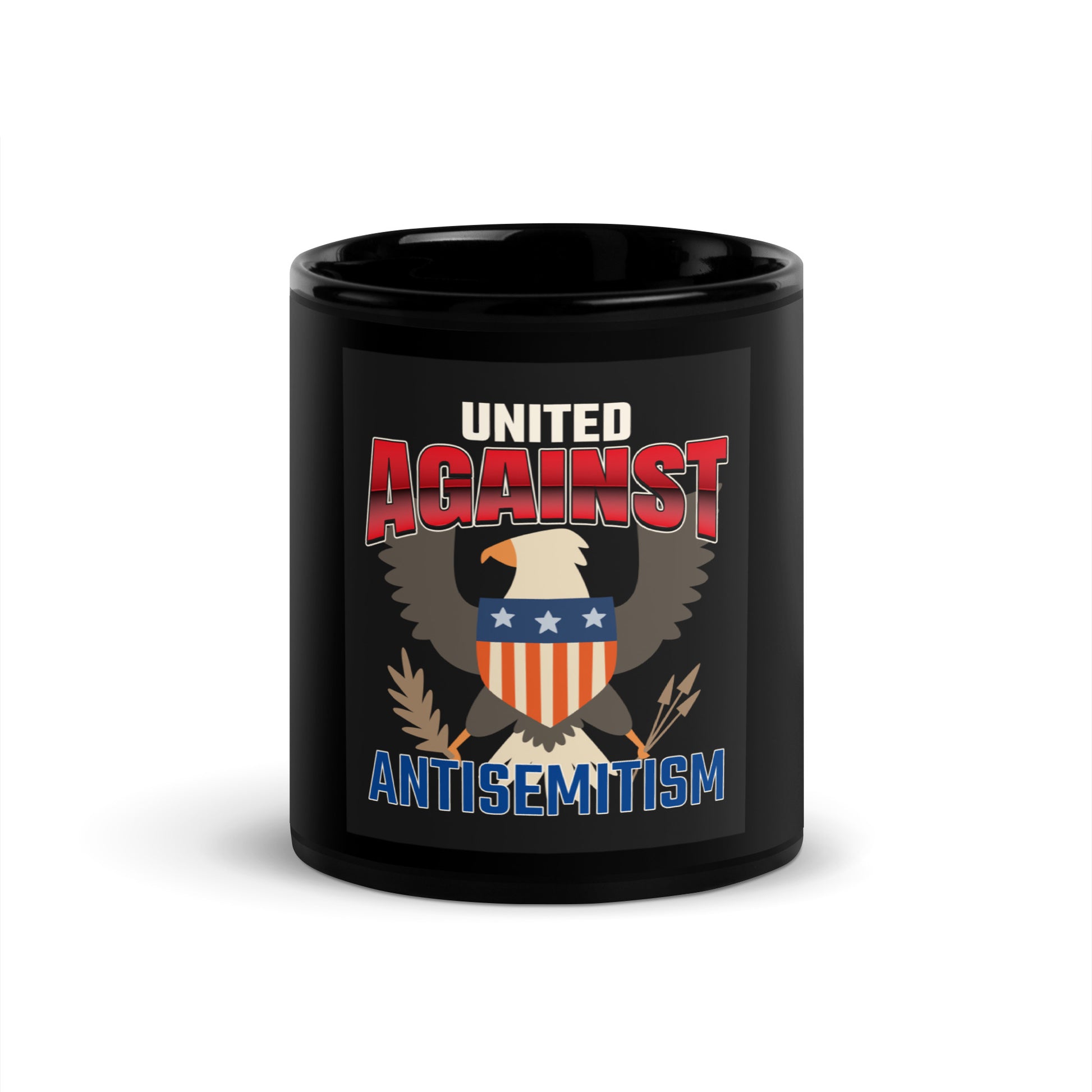 USA Edition | United Against Antisemitism | Black Glossy Mug