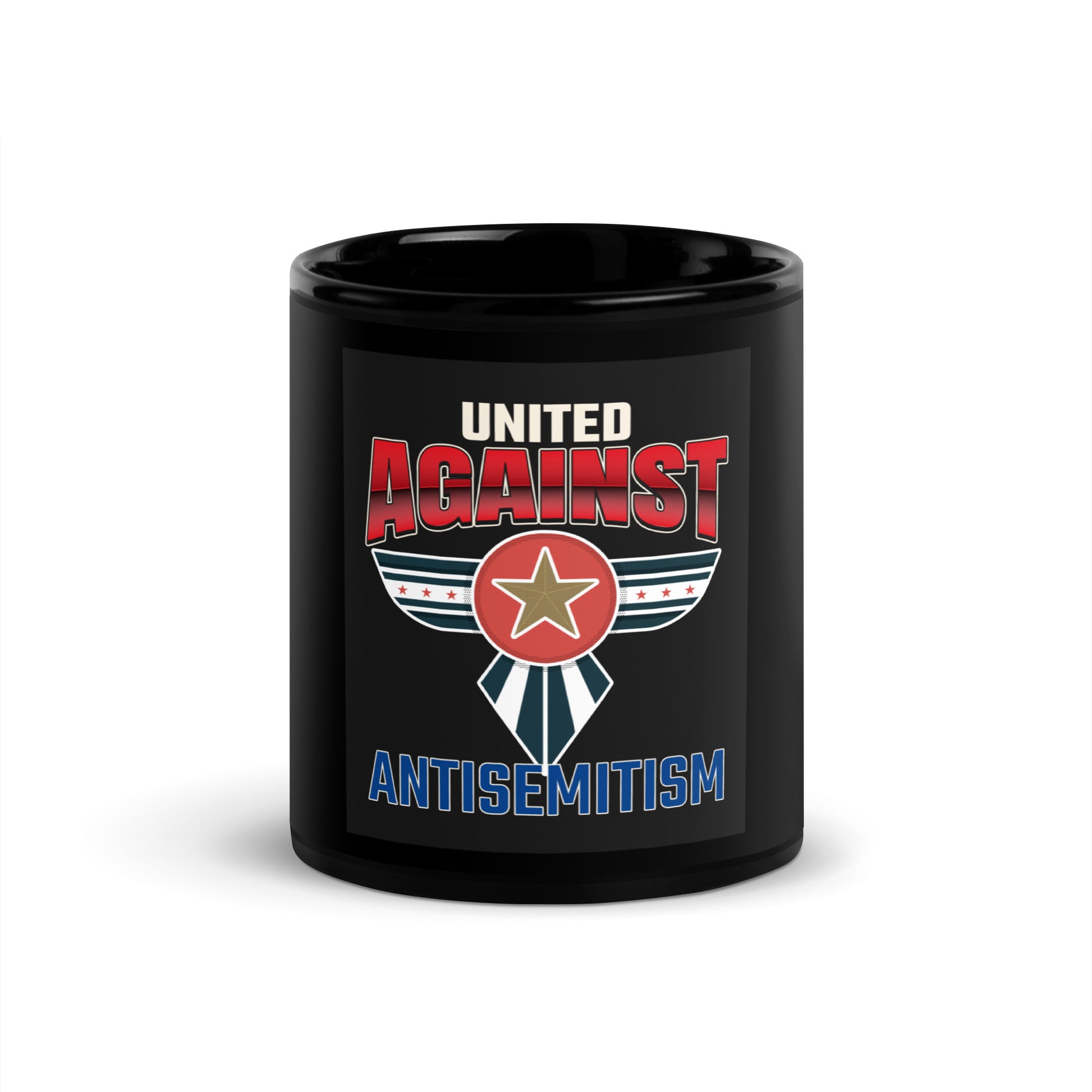 USA Edition | United Against Antisemitism | Black Glossy Mug
