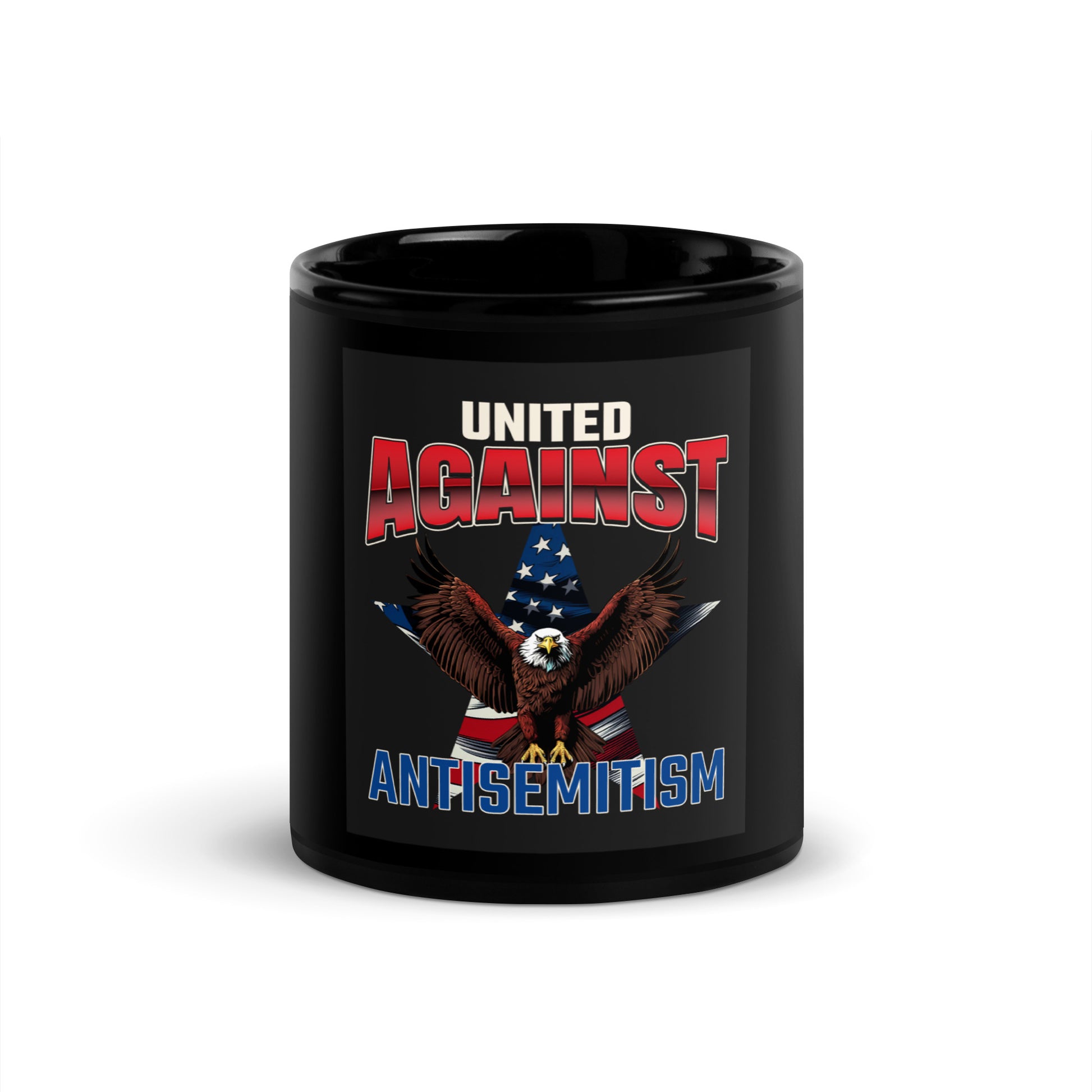 USA Edition | United Against Antisemitism | Black Glossy Mug