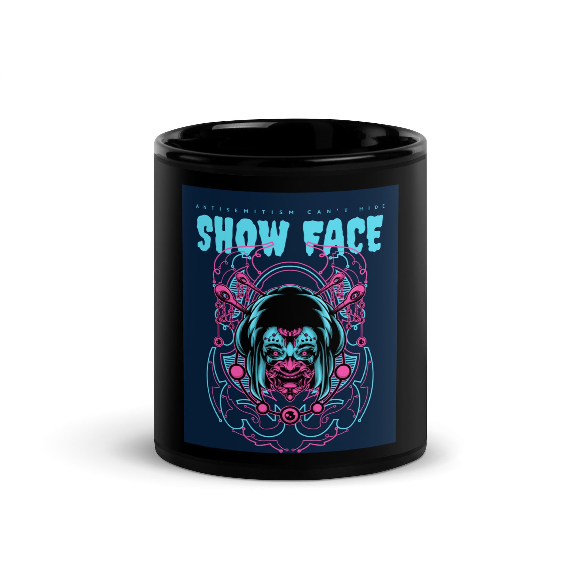 Show Face | Antisemitism Can't Hide | Black Glossy Mug