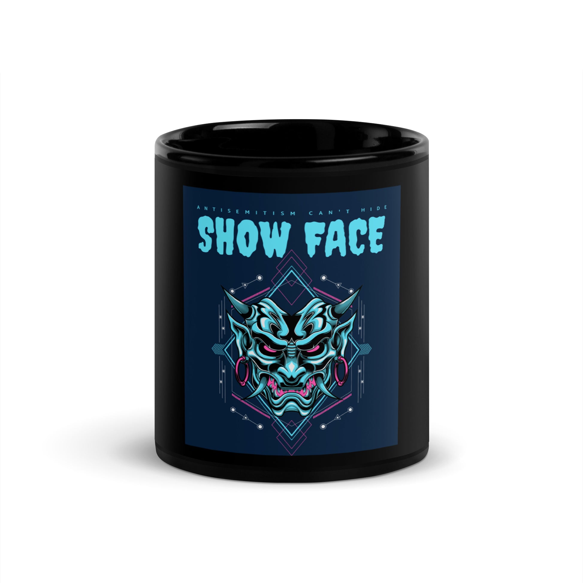 Show Face | Antisemitism Can't Hide | Black Glossy Mug