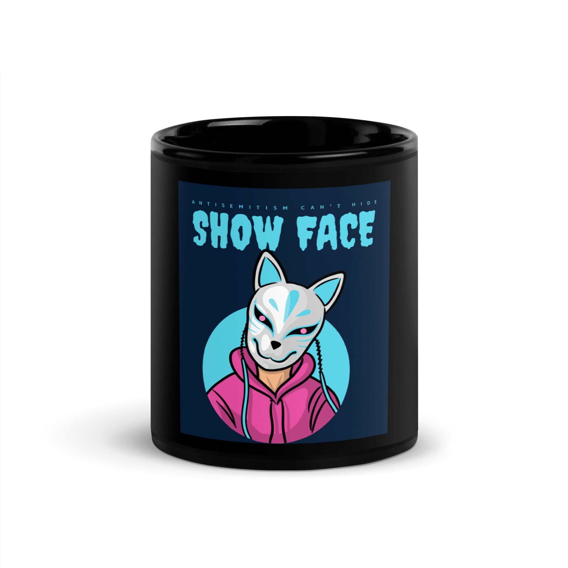 Show Face | Antisemitism Can't Hide | Black Glossy Mug