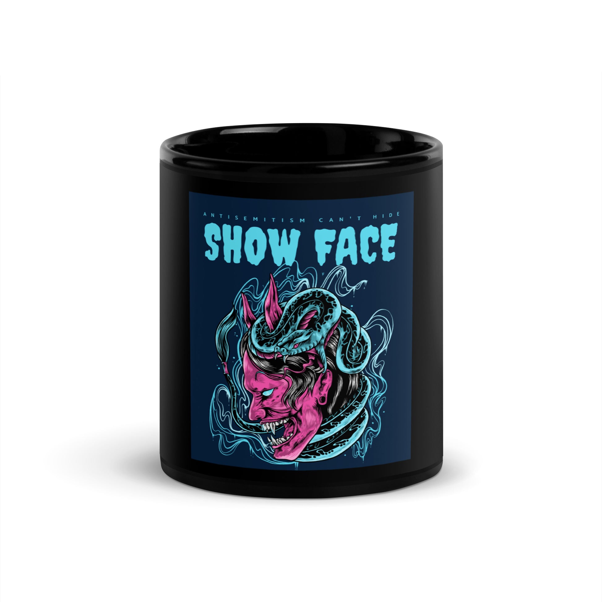 Show Face | Antisemitism Can't Hide | Black Glossy Mug