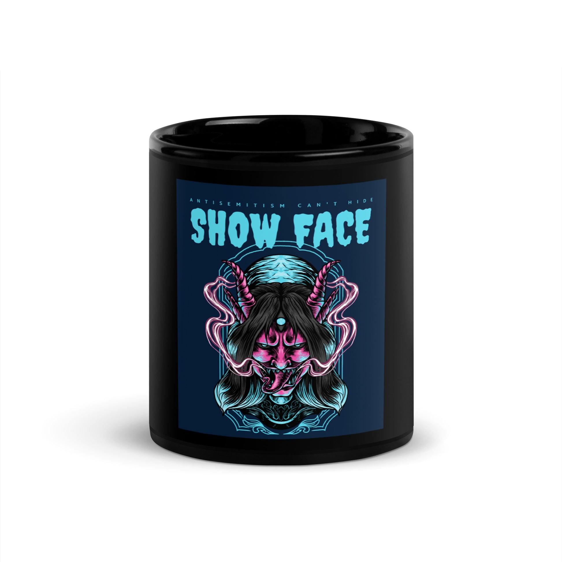 Show Face | Antisemitism Can't Hide | Black Glossy Mug