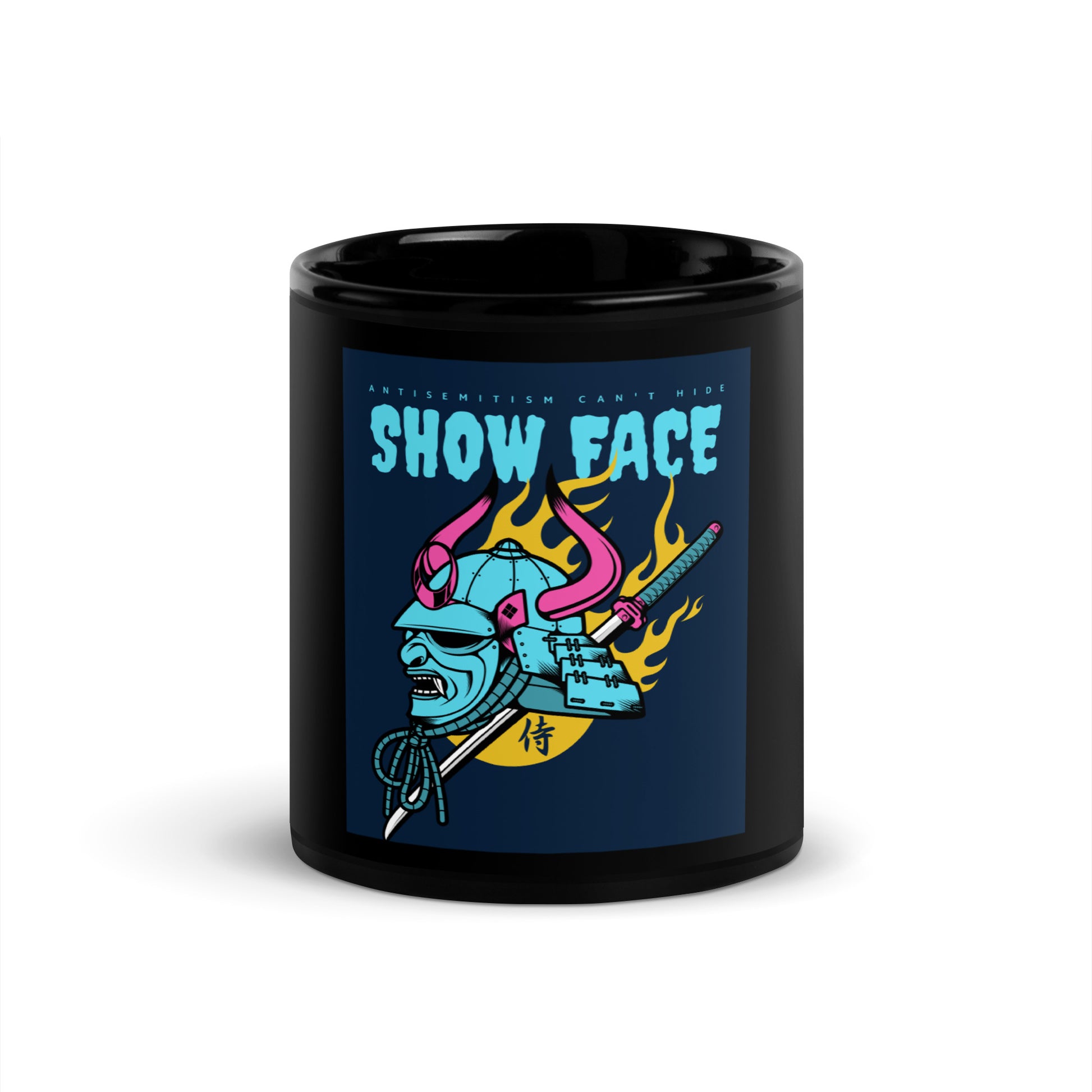 Show Face | Antisemitism Can't Hide | Black Glossy Mug
