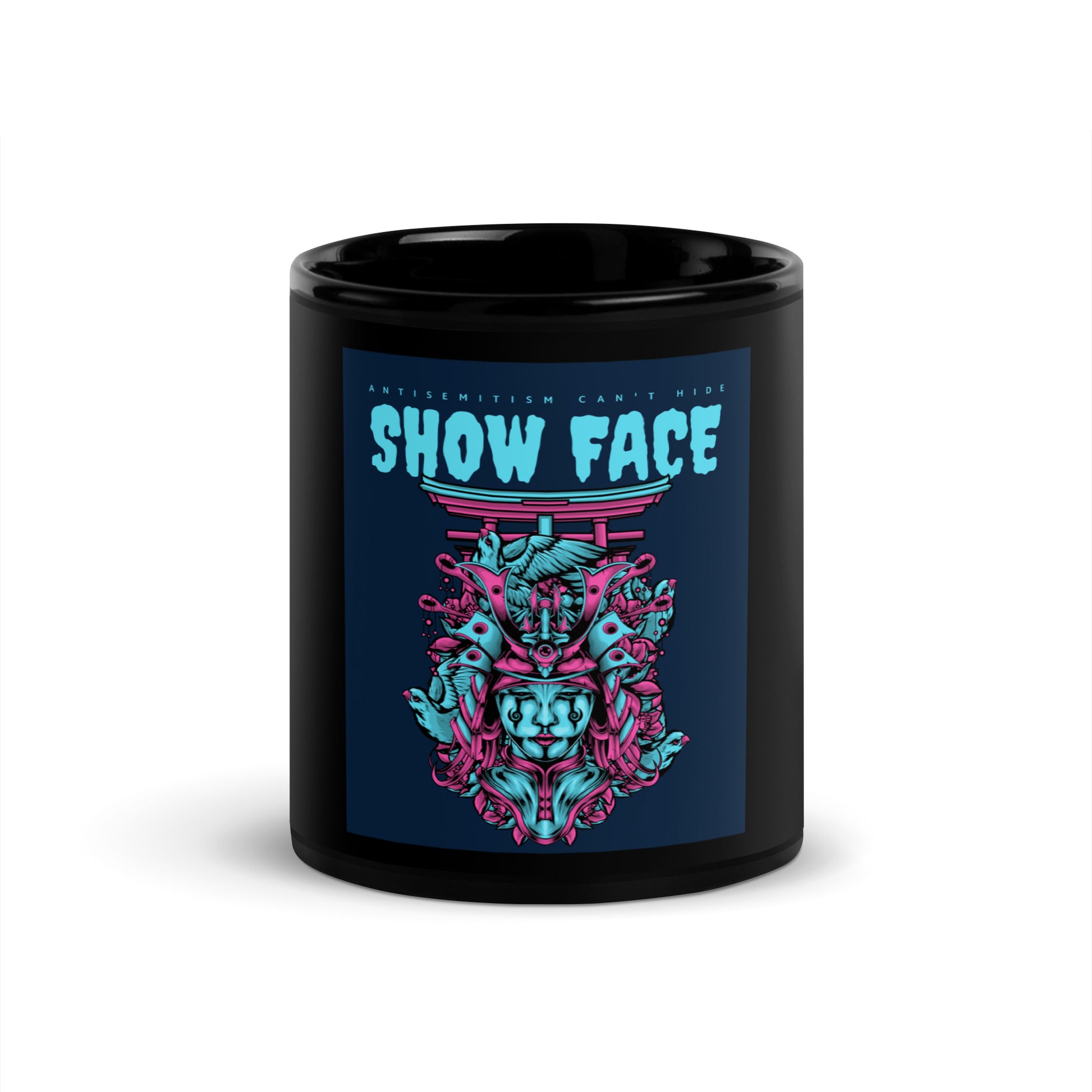 Show Face | Antisemitism Can't Hide | Black Glossy Mug