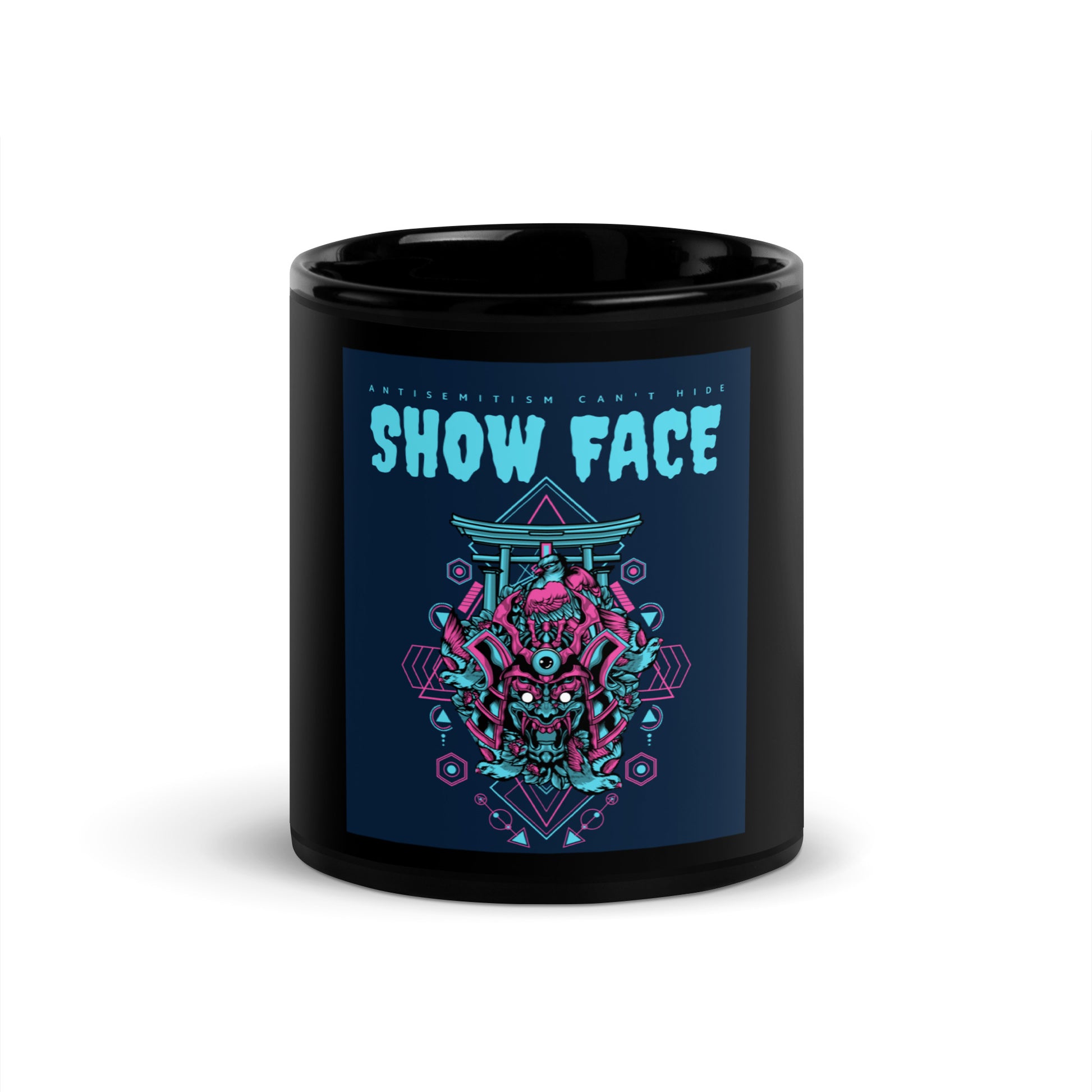 Show Face | Antisemitism Can't Hide | Black Glossy Mug