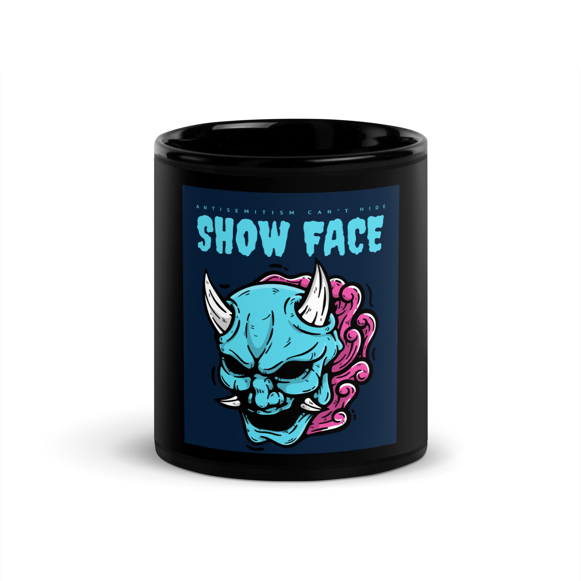 Show Face | Antisemitism Can't Hide | Black Glossy Mug