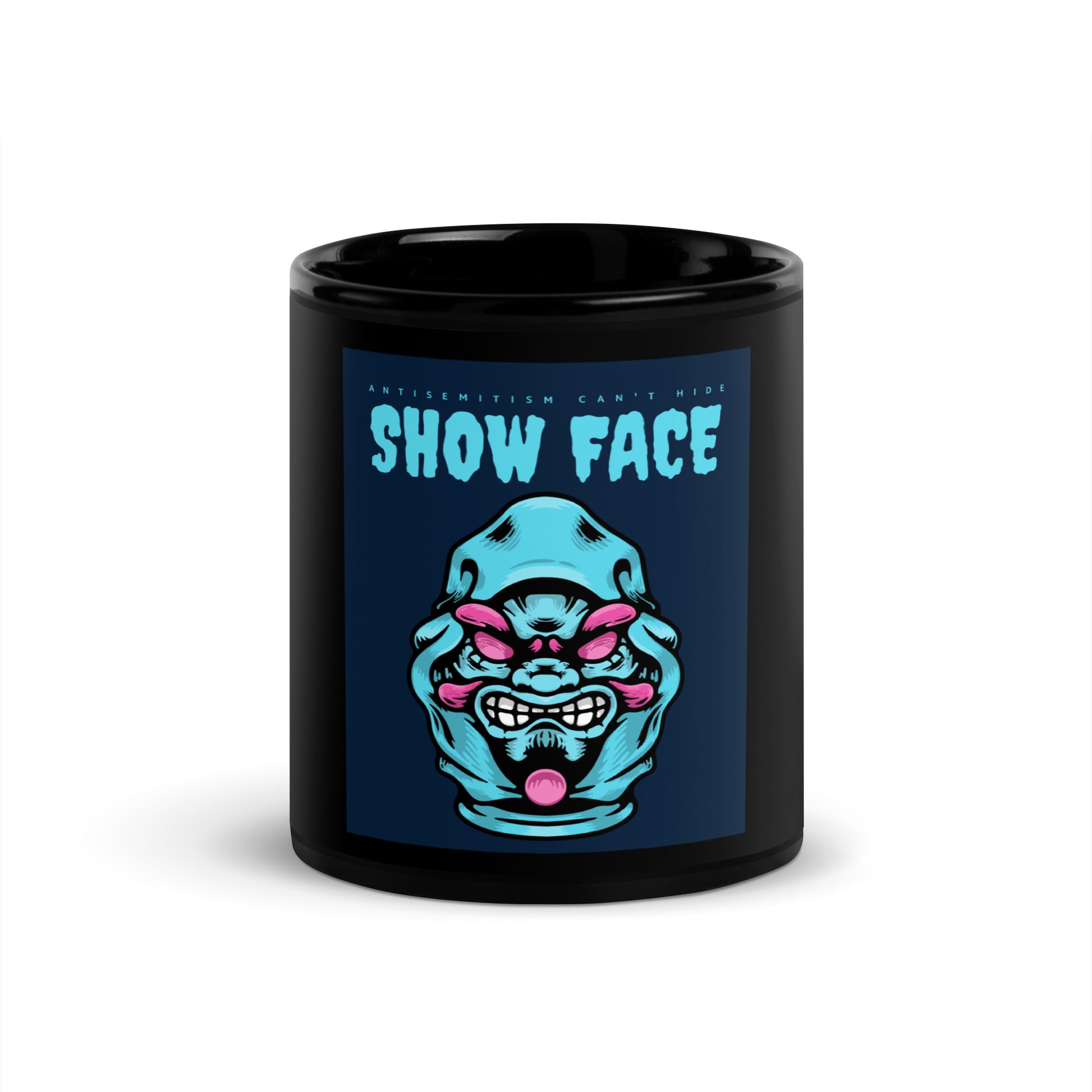 Show Face | Antisemitism Can't Hide | Black Glossy Mug