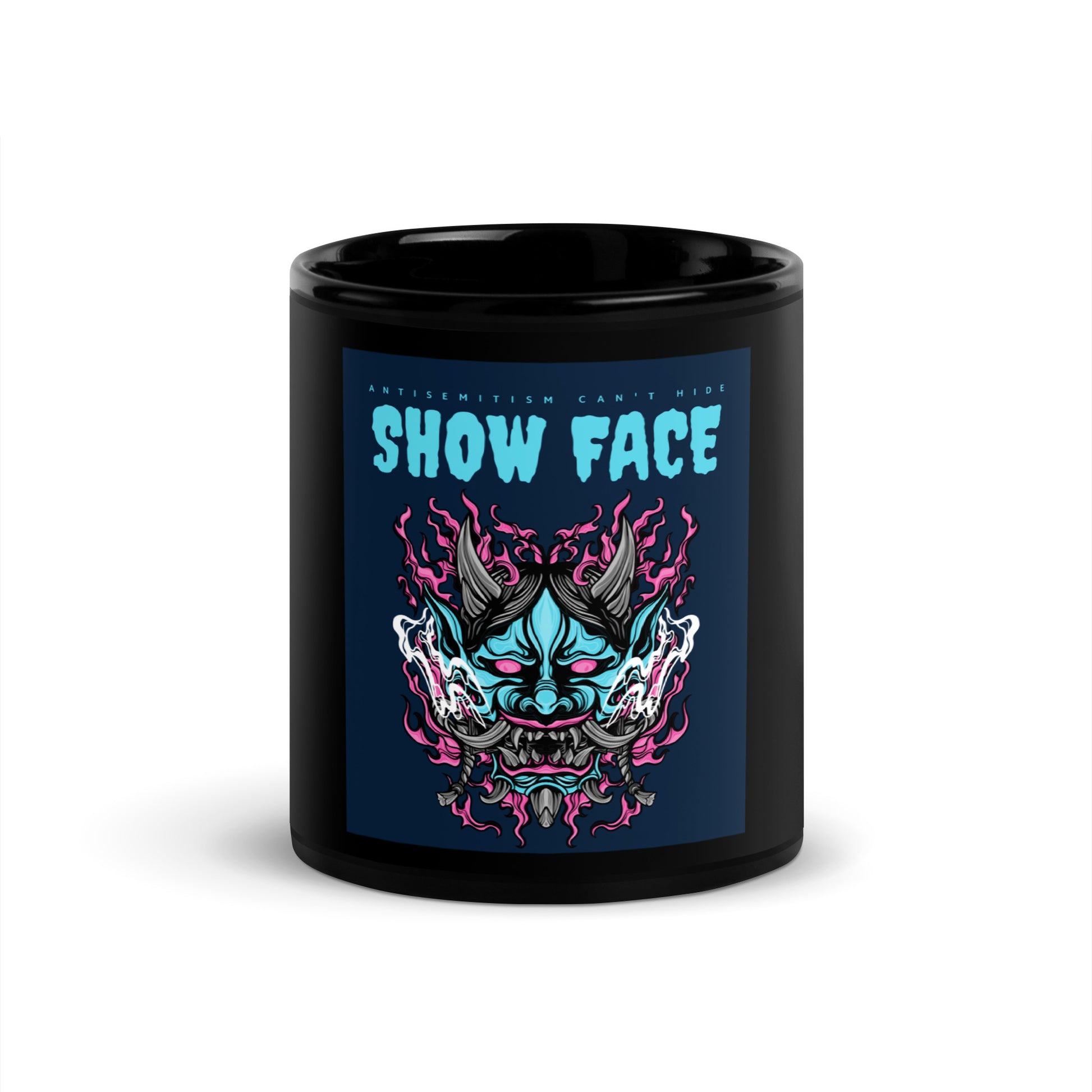 Show Face | Antisemitism Can't Hide | Black Glossy Mug