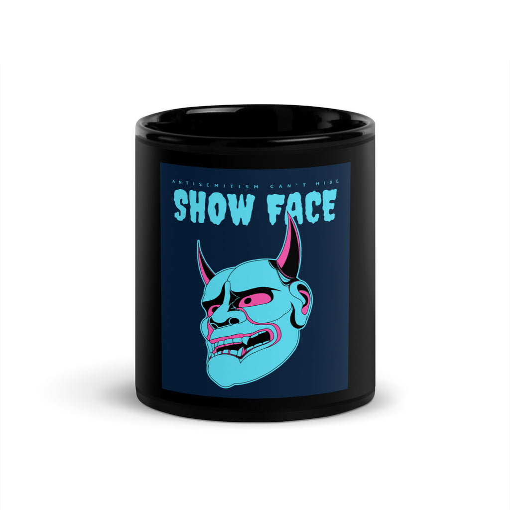 Show Face | Antisemitism Can't Hide | Black Glossy Mug