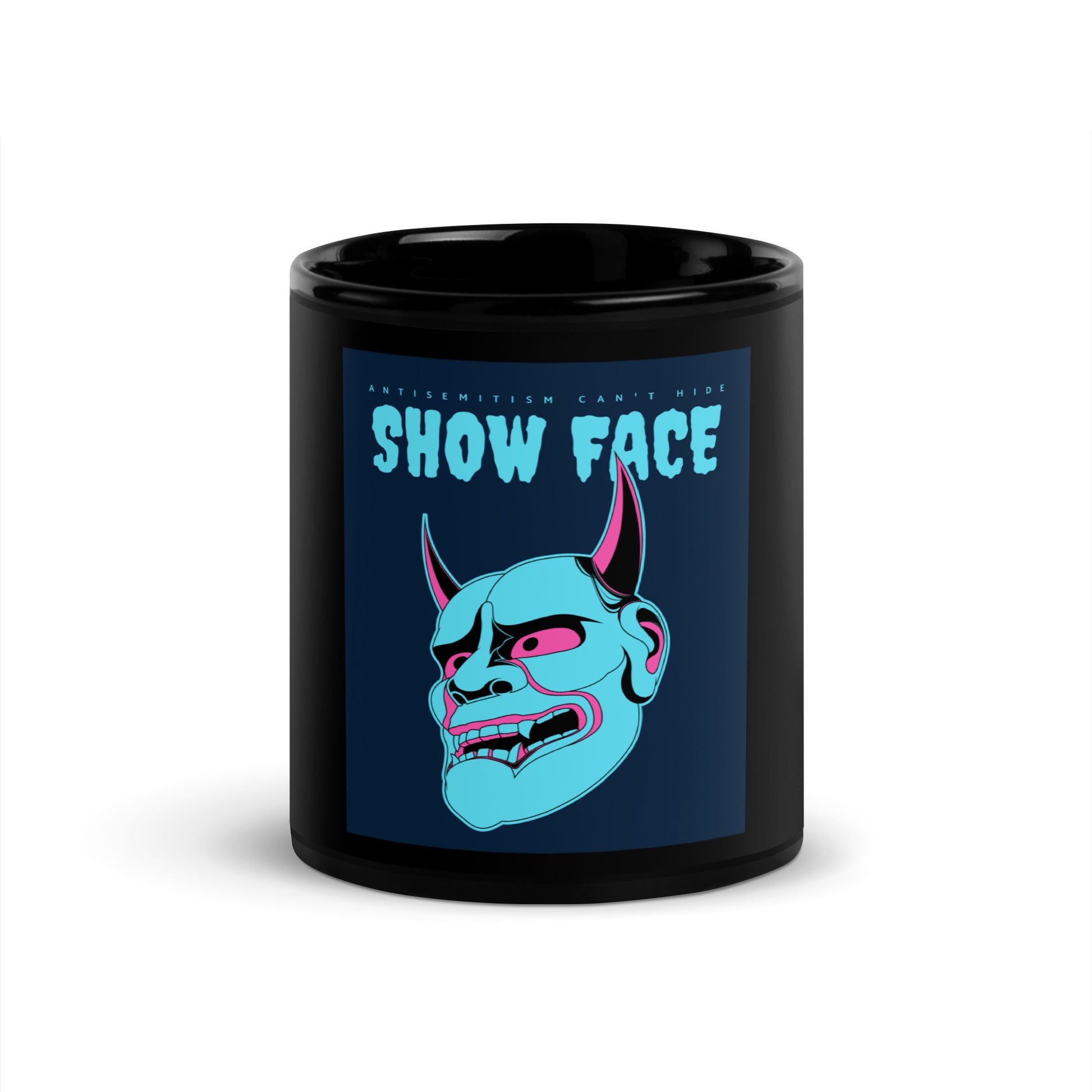 Show Face | Antisemitism Can't Hide | Black Glossy Mug