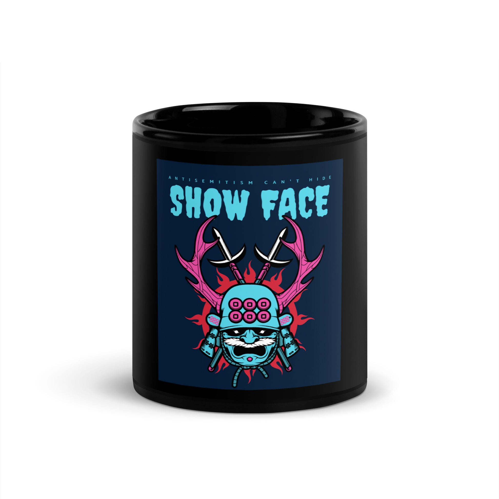 Show Face | Antisemitism Can't Hide | Black Glossy Mug