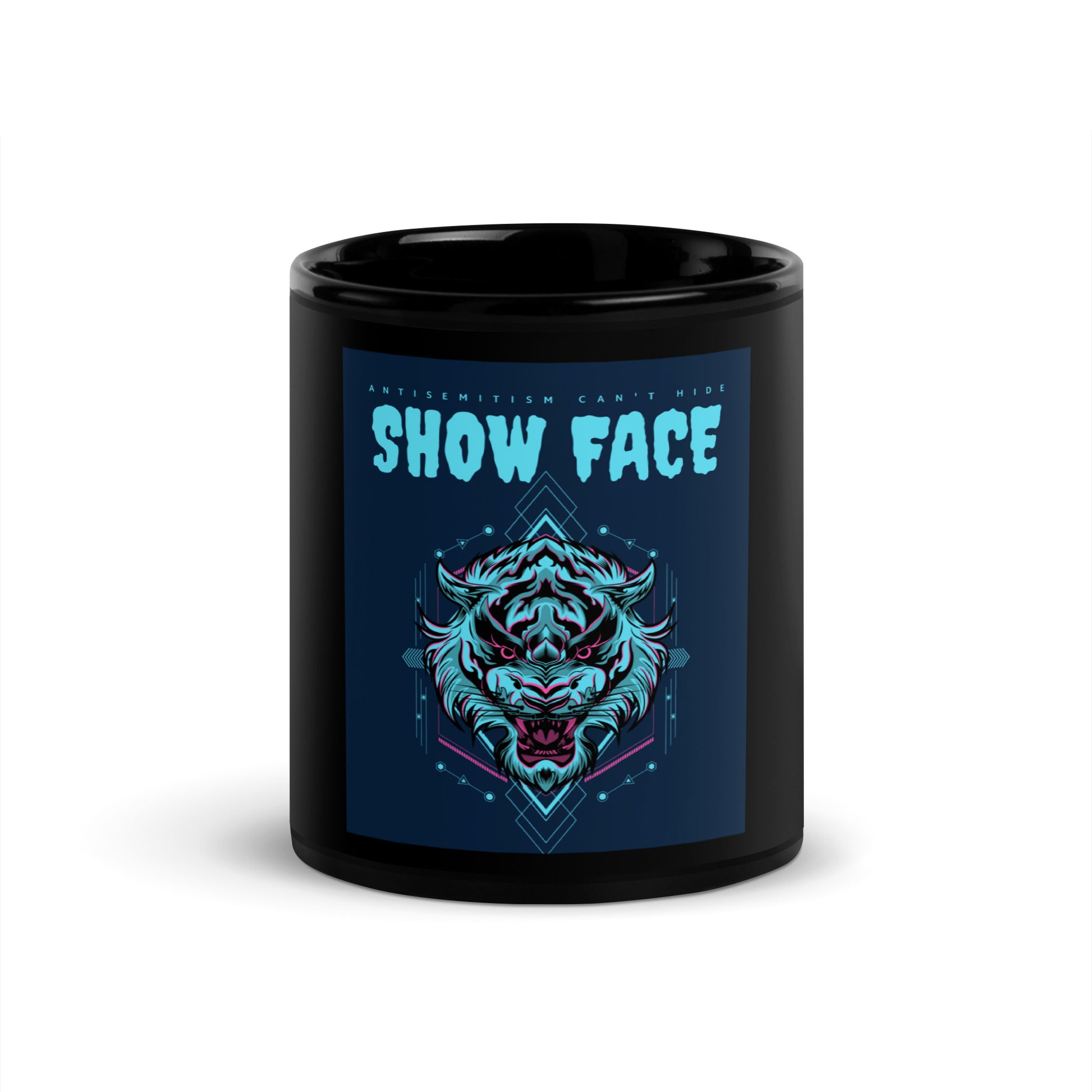 Show Face | Antisemitism Can't Hide | Black Glossy Mug