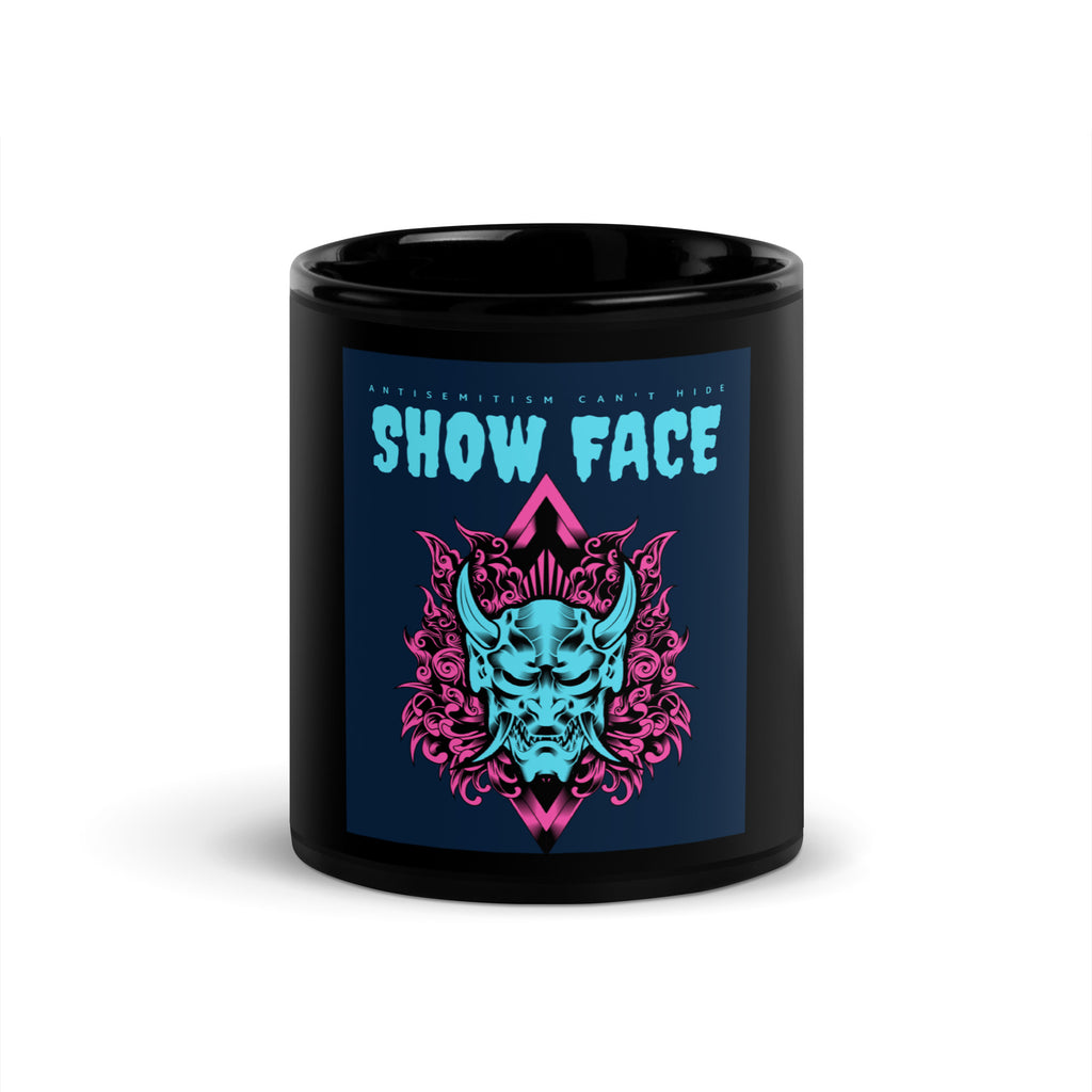 Show Face | Antisemitism Can't Hide | Black Glossy Mug