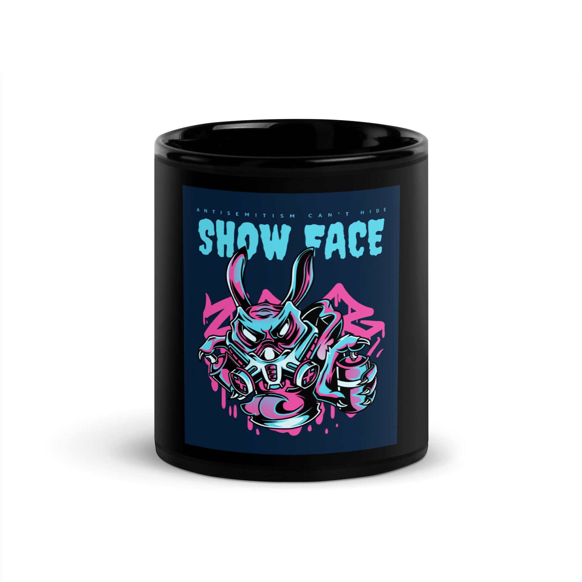 Show Face | Antisemitism Can't Hide | Black Glossy Mug