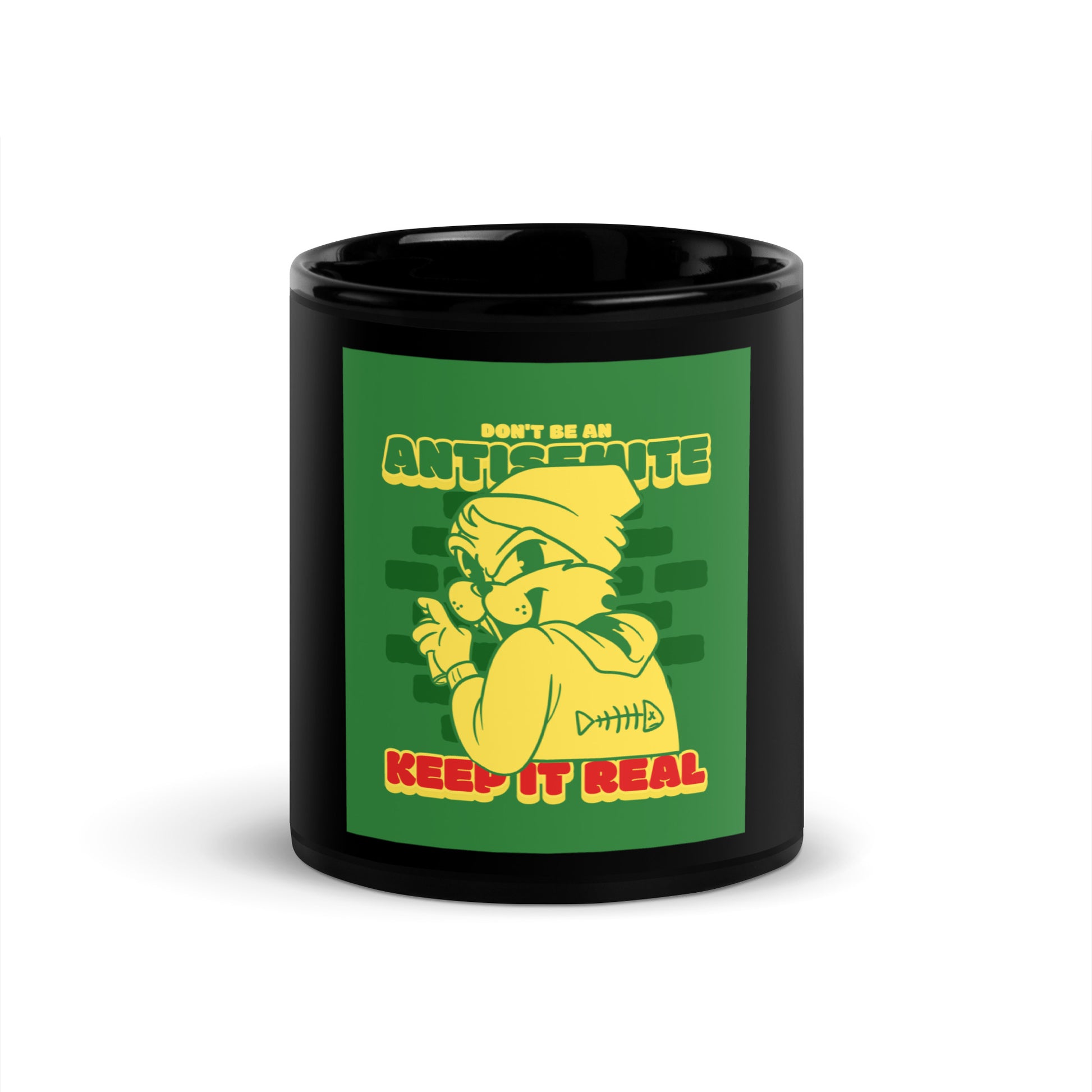 Streetart Graffiti Cartoon | Antisemitism | Black Glossy Mug