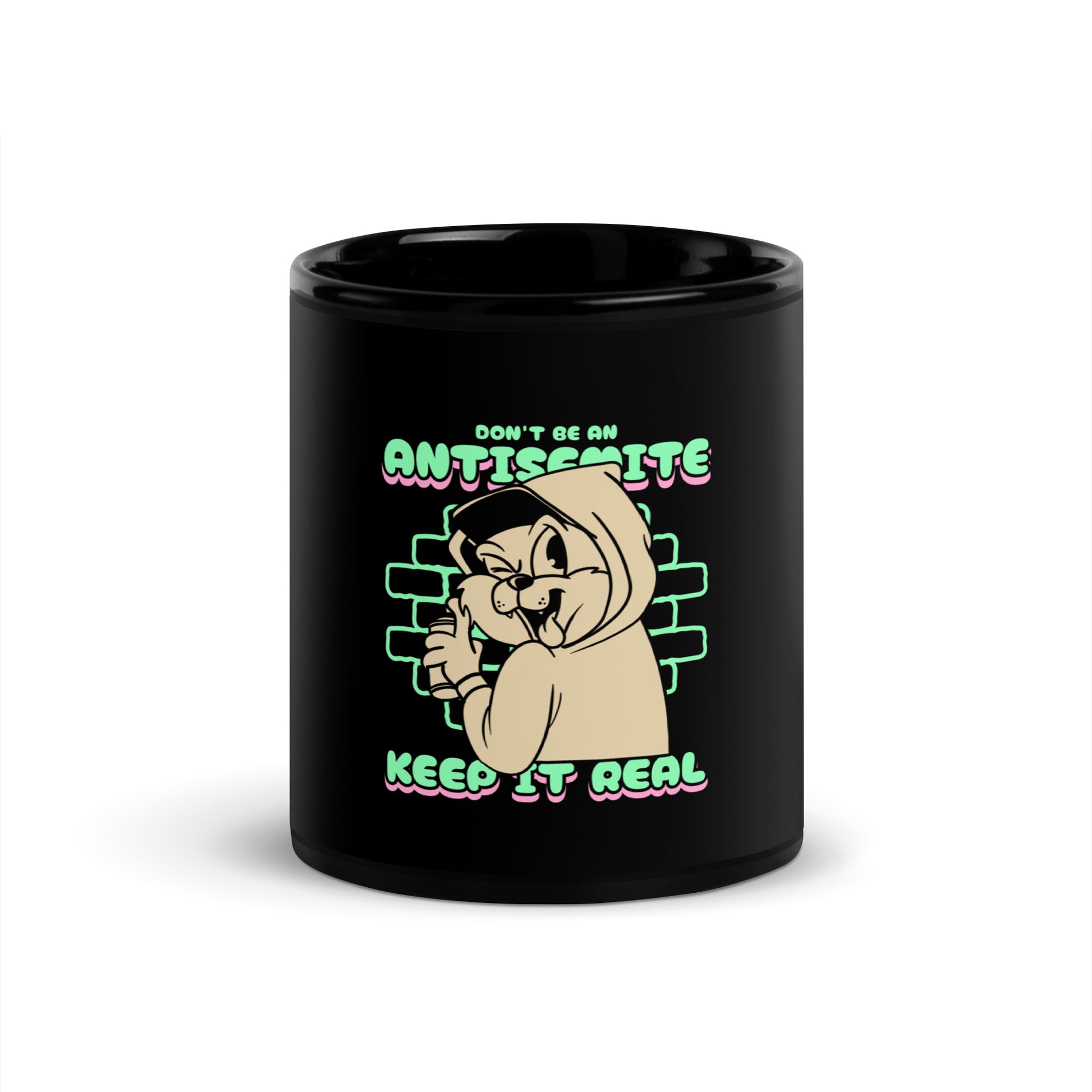 Streetart Graffiti Cartoon | Antisemitism | Black Glossy Mug