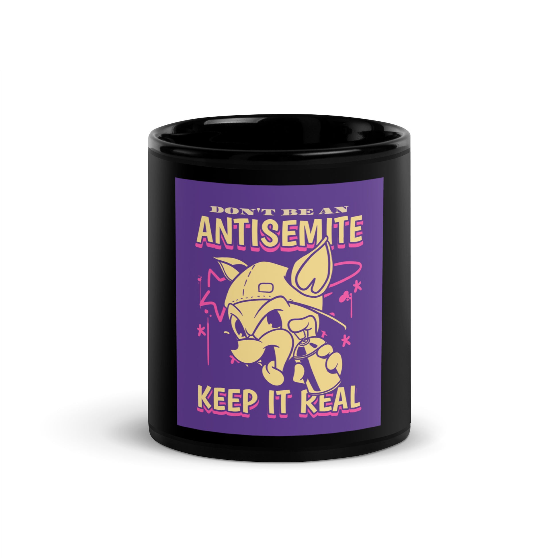 Streetart Graffiti Cartoon | Antisemitism | Black Glossy Mug