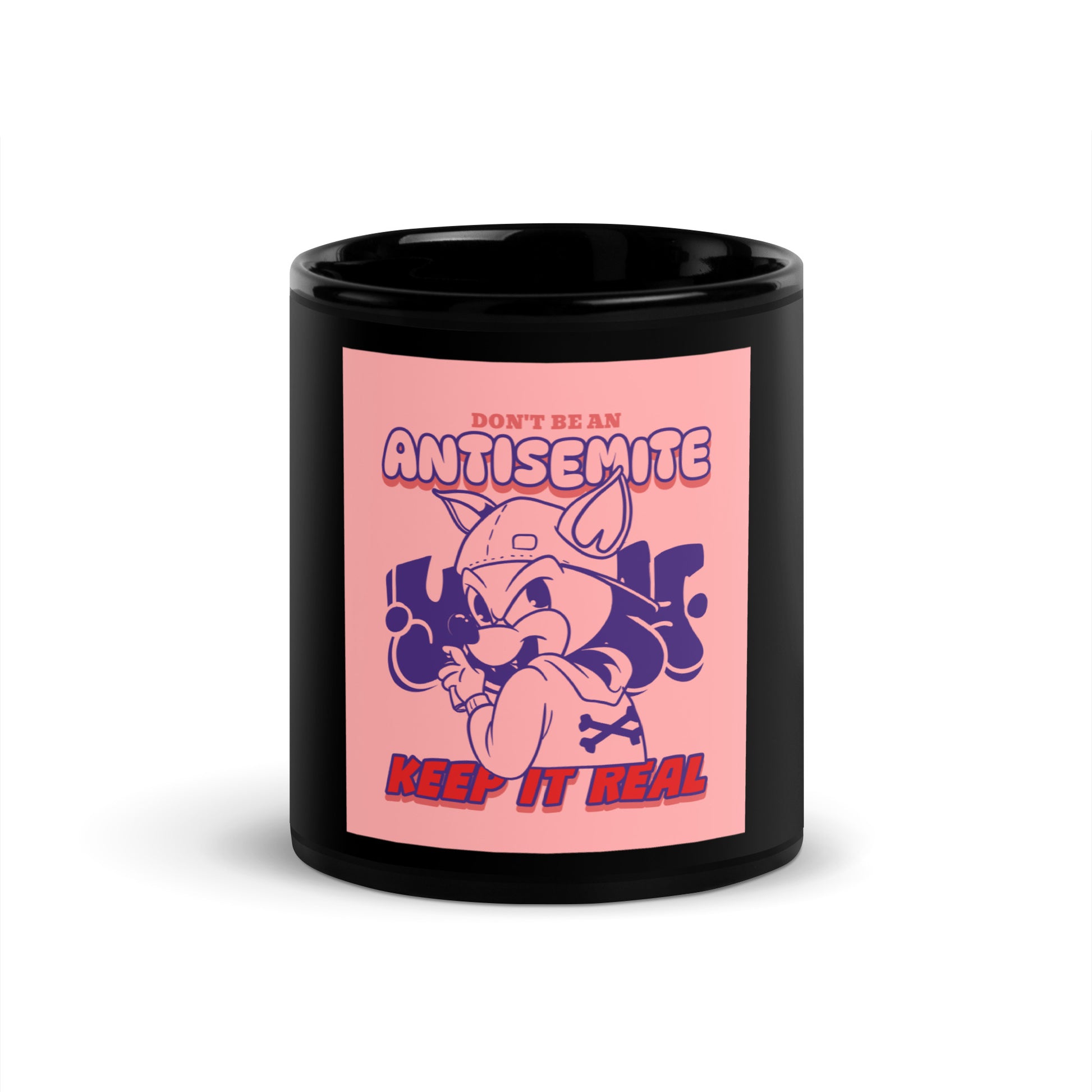 Streetart Graffiti Cartoon | Antisemitism | Black Glossy Mug