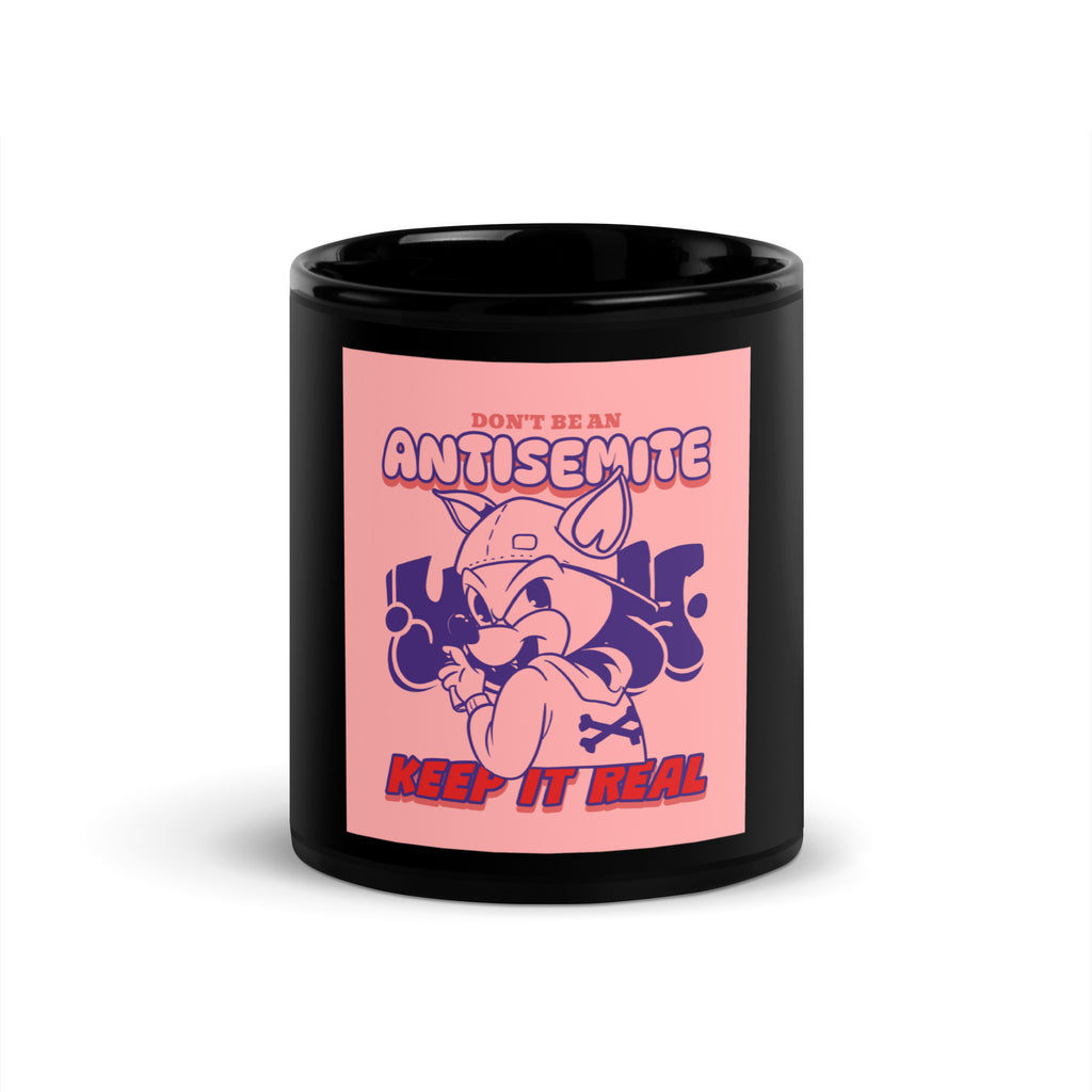 Streetart Graffiti Cartoon | Antisemitism | Black Glossy Mug