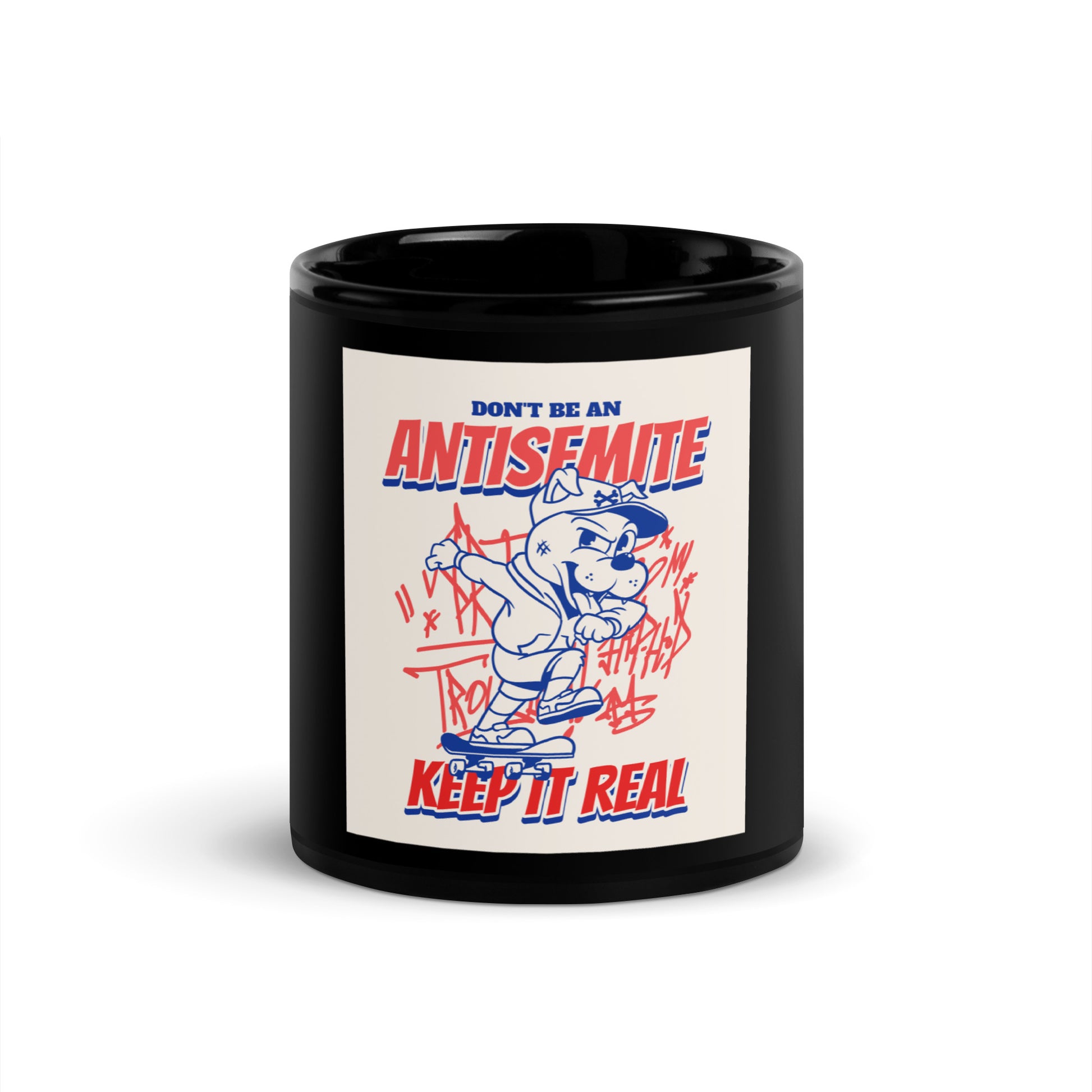 Streetart Graffiti Cartoon | Antisemitism | Black Glossy Mug