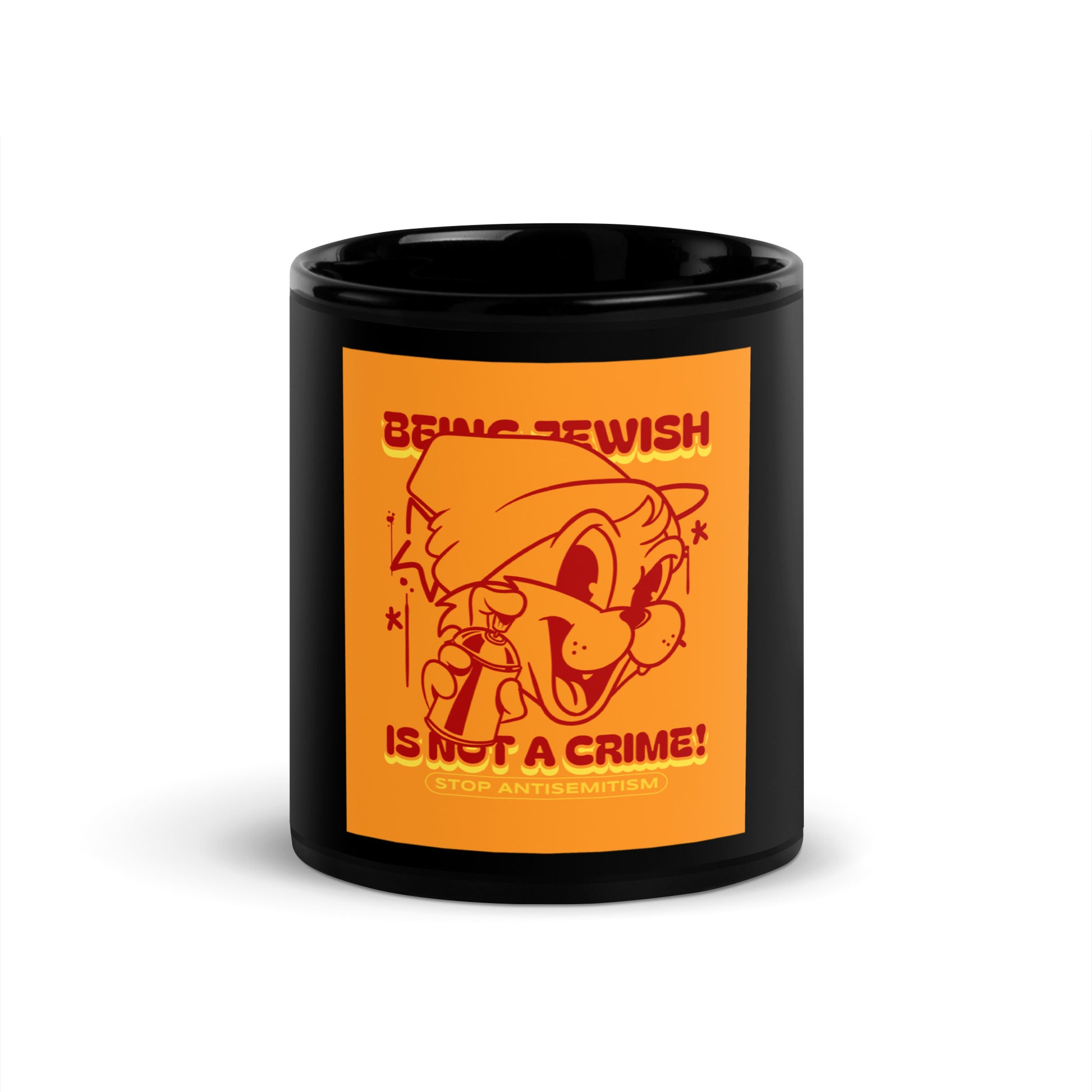 Streetart Graffiti Cartoon | Antisemitism | Black Glossy Mug