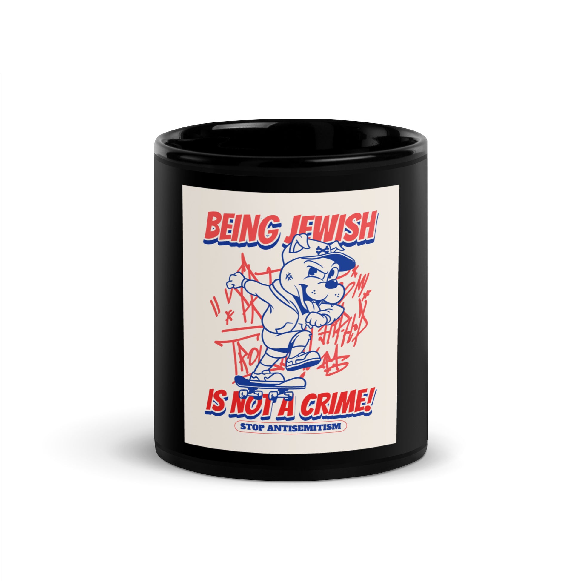 Streetart Graffiti Cartoon | Antisemitism | Black Glossy Mug