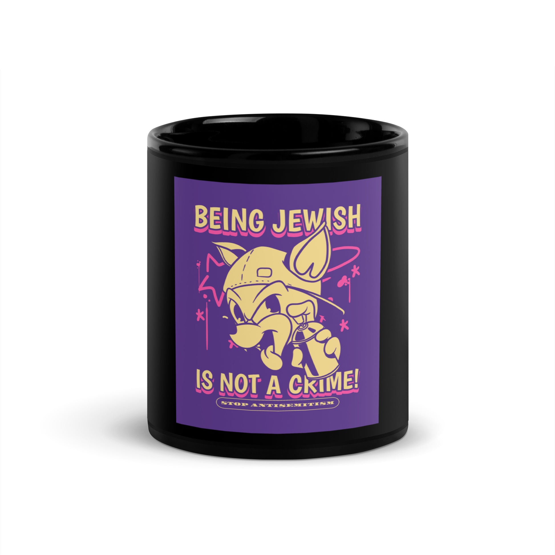 Streetart Graffiti Cartoon | Antisemitism | Black Glossy Mug