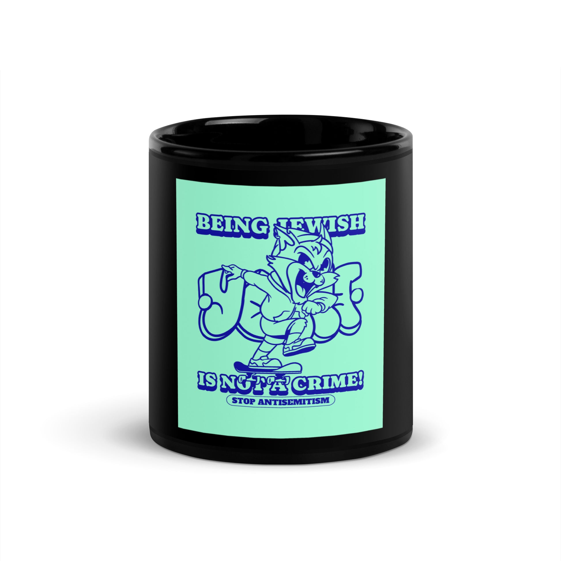 Streetart Graffiti Cartoon | Antisemitism | Black Glossy Mug