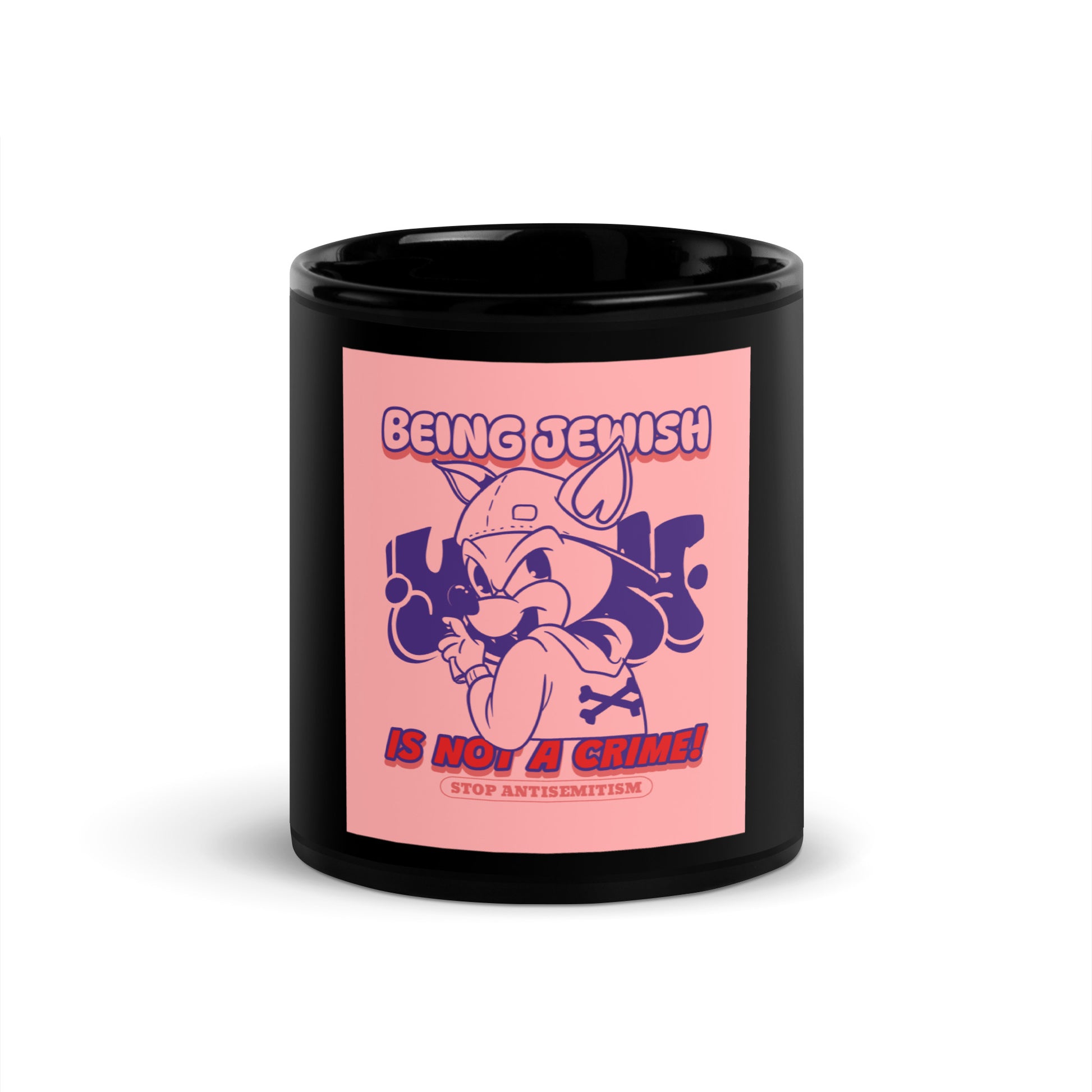 Streetart Graffiti Cartoon | Antisemitism | Black Glossy Mug