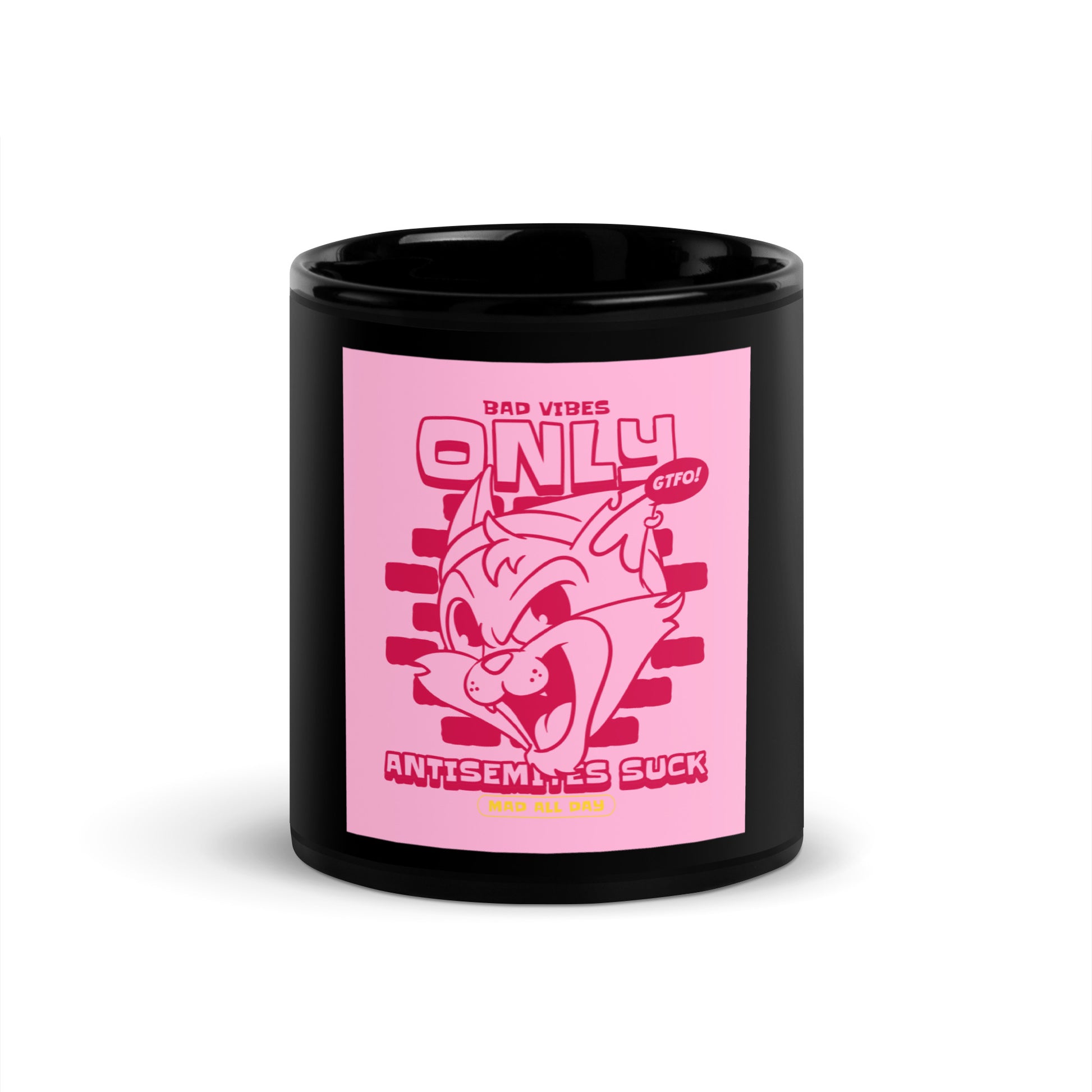 Streetart Graffiti Cartoon | Antisemitism | Black Glossy Mug