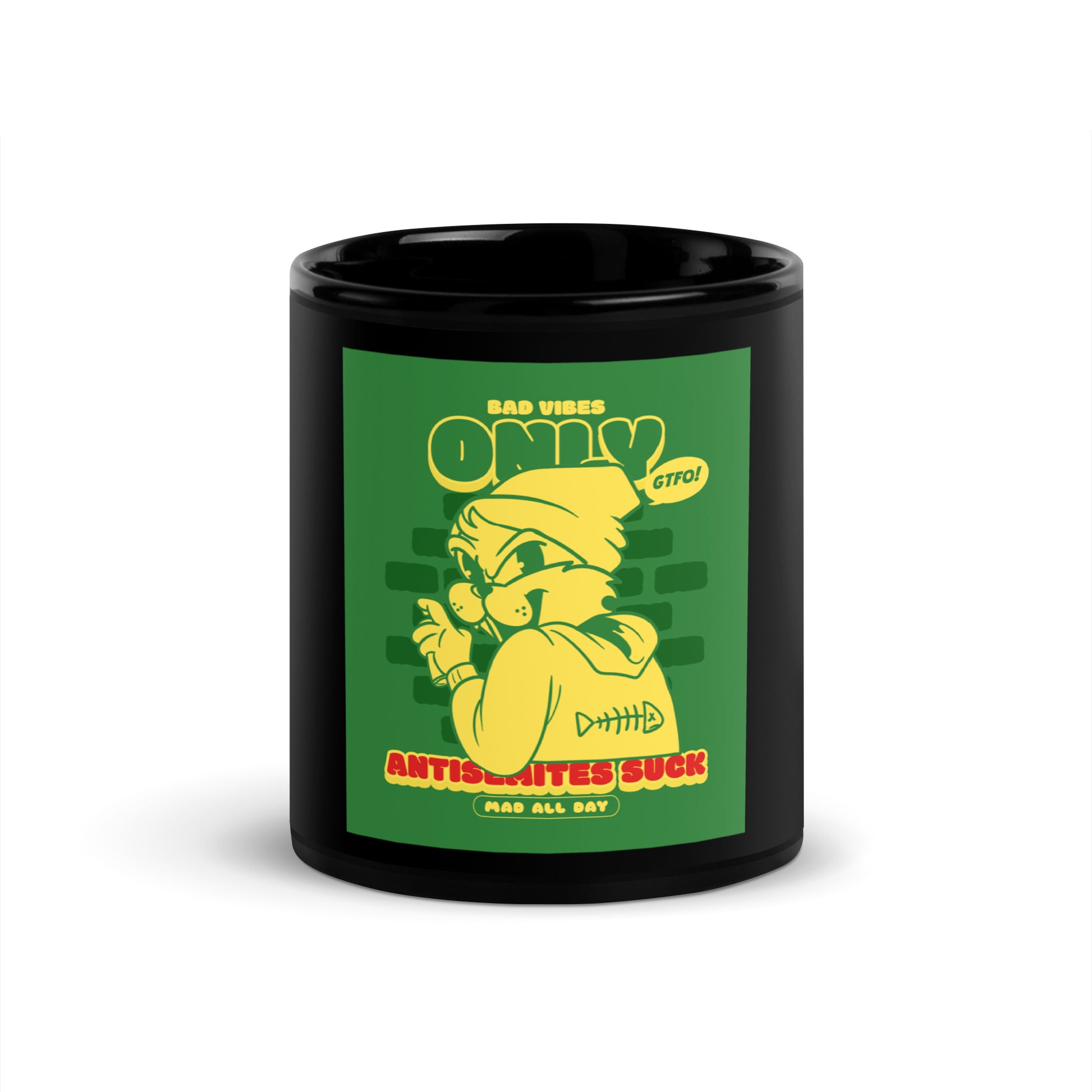Streetart Graffiti Cartoon | Antisemitism | Black Glossy Mug