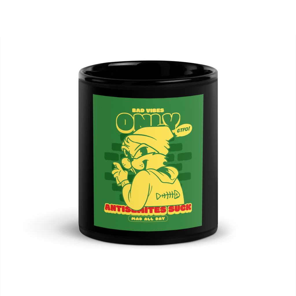 Streetart Graffiti Cartoon | Antisemitism | Black Glossy Mug